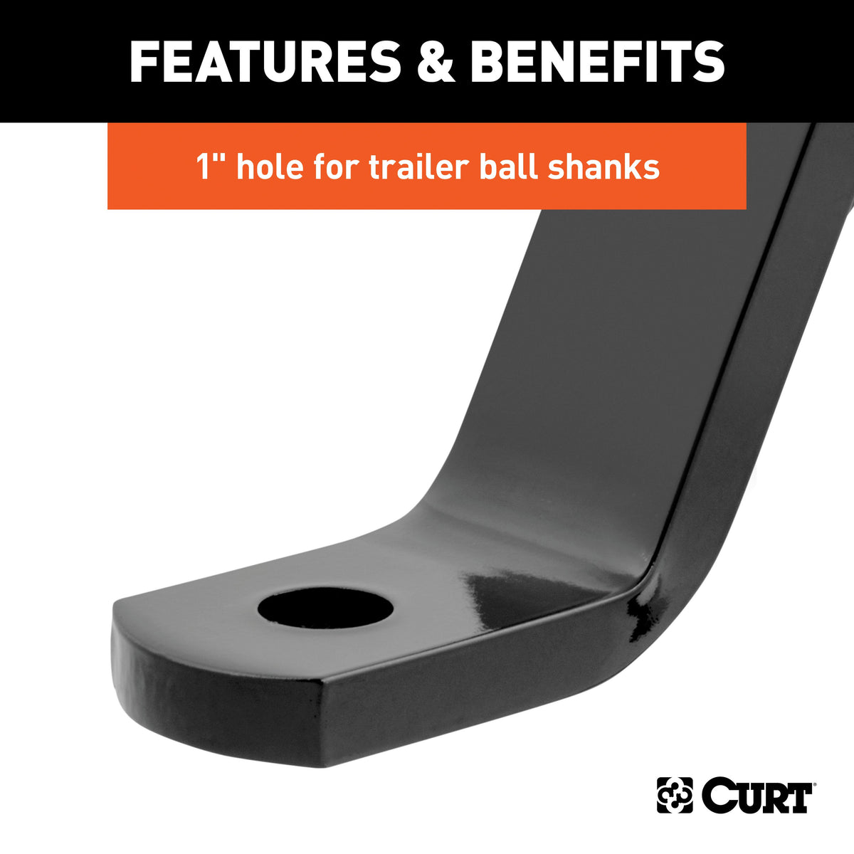 CURT 45112 Class 3 Trailer Hitch Ball Mount, Fits 2-Inch Receiver, 5,000 lbs, 1-Inch Hole, 10-Inch Drop