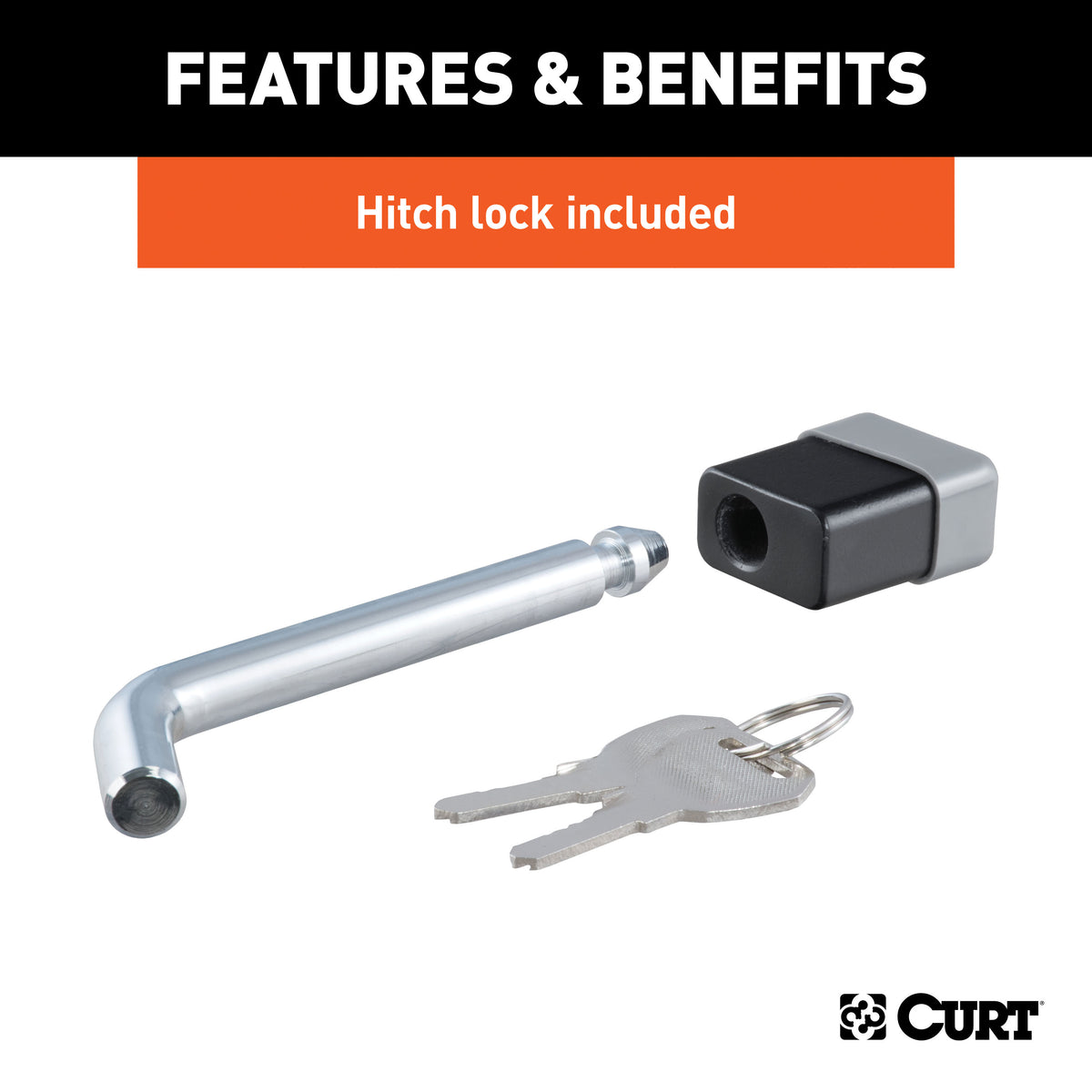 CURT 45141 Trailer Hitch Mount, 2-Inch Ball, Lock, Fits 2-In Receiver, 7,500 lbs, 2" Drop