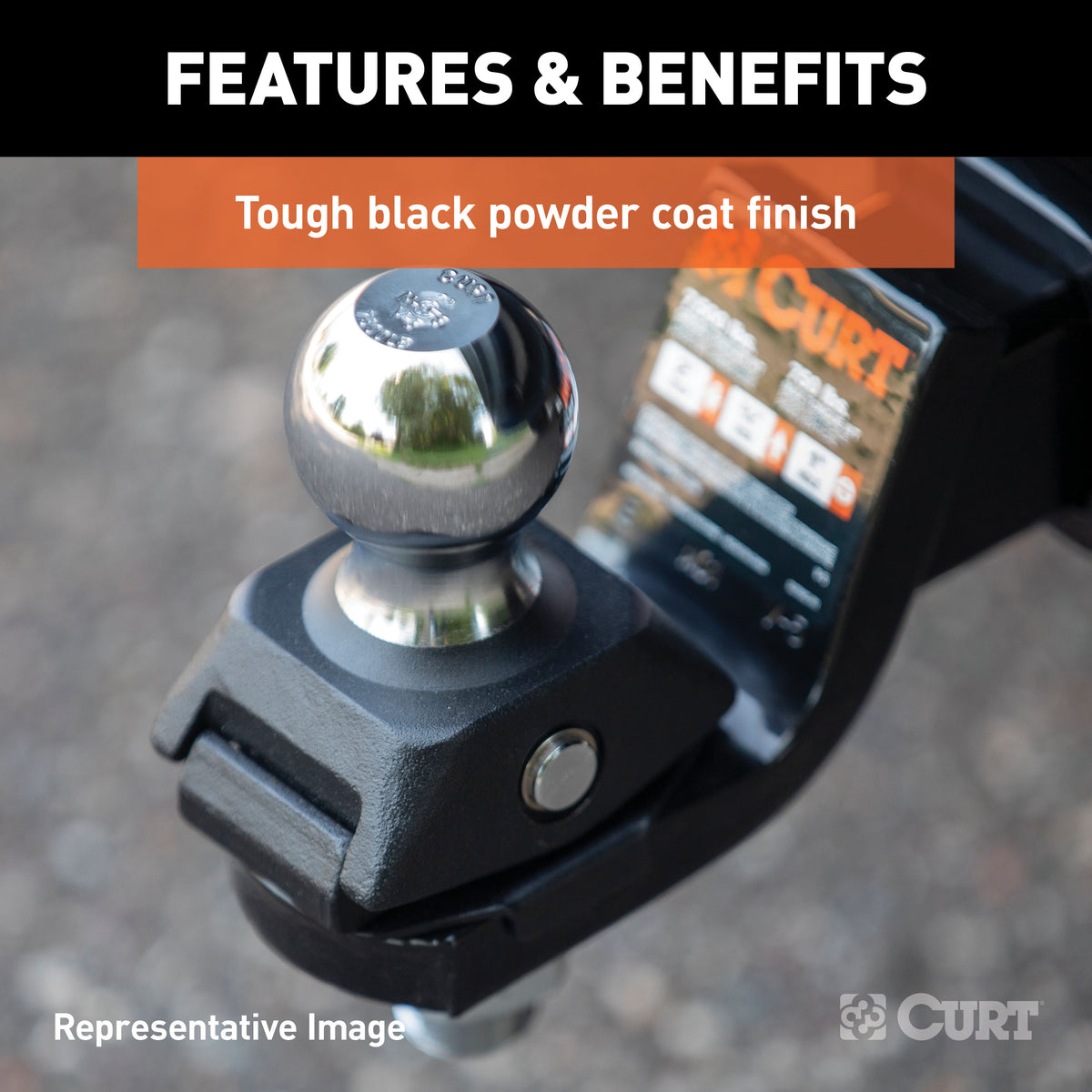 CURT 45144 RockerBall Cushion Hitch Ball Mount, 7,500 lbs 2-Inch Diameter, 2-In Shank, 5" Drop, Anti-Rattle Pin