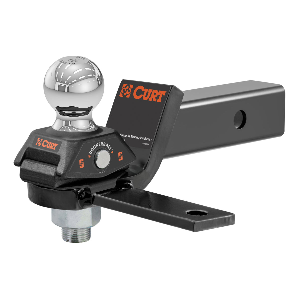 CURT 45149 RockerBall Cushion Hitch Ball Mount with Trailer Sway Control Tab, 7,500 lbs 2-5/16-Inch Diameter, 2-In Shank, 2" Rise