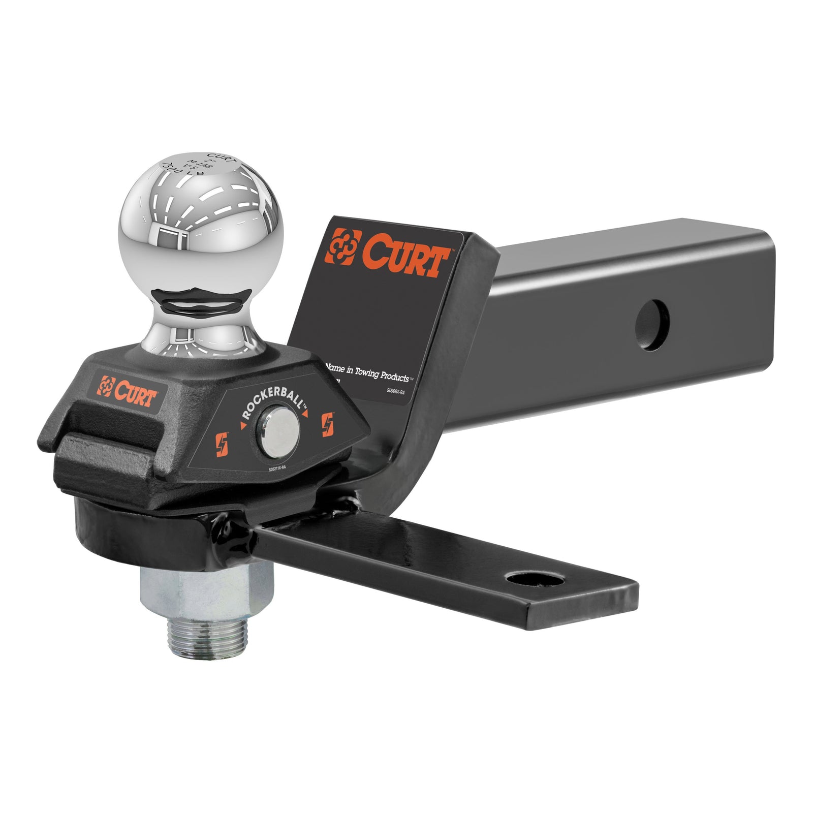 CURT 45149 RockerBall Cushion Hitch Ball Mount with Trailer Sway Control Tab, 7,500 lbs 2-5/16-Inch Diameter, 2-In Shank, 2" Rise