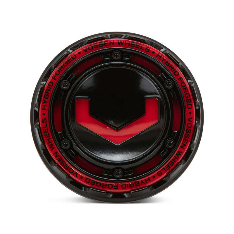 Vossen Billet Modular Cap - Large - Gloss Black w/ Red Insert - CAP-MBC-LG-GB