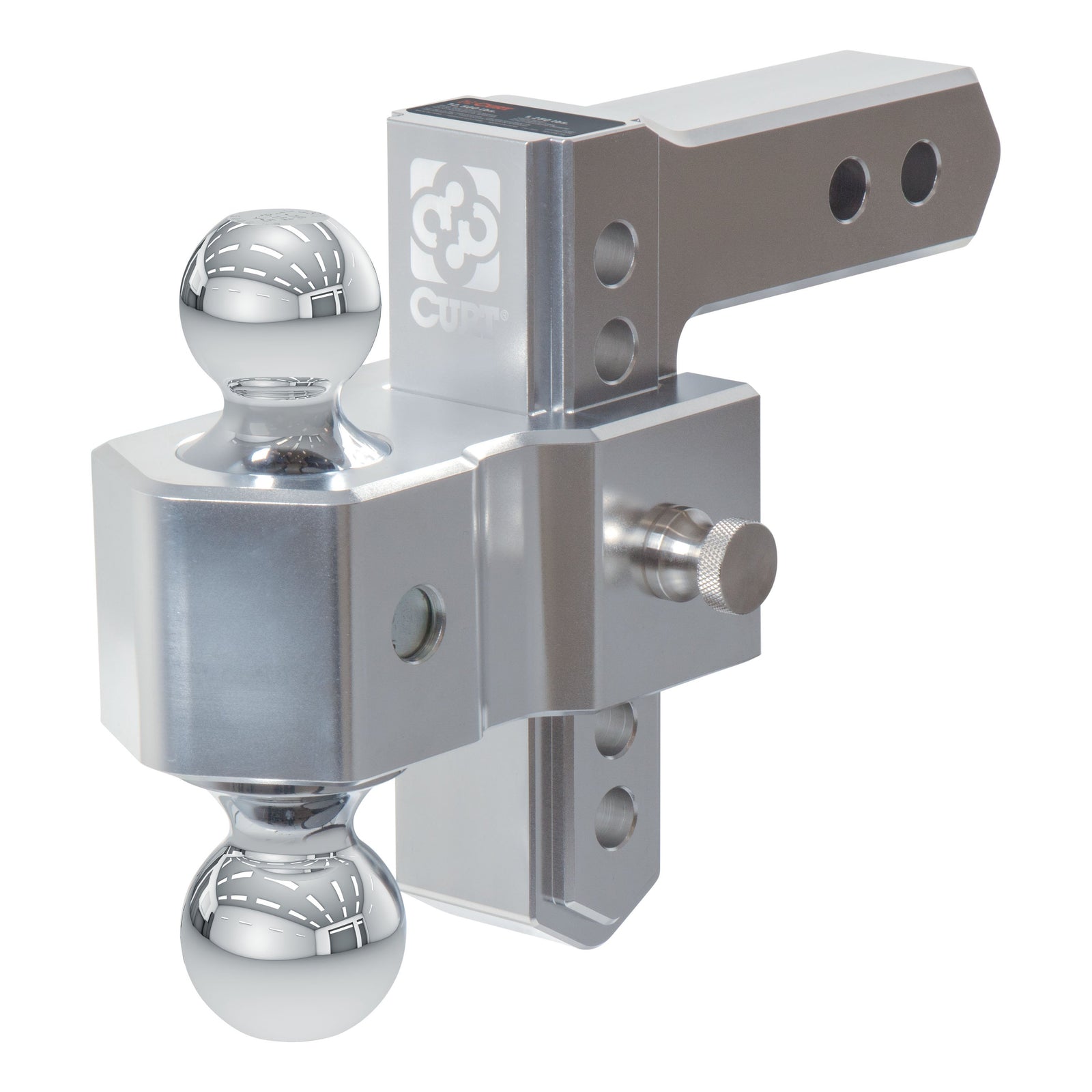 CURT 45363 AlumaLite Adjustable Aluminum Trailer Hitch with Dual Ball, 5-1/2" Drop, 12,500 lbs. GTW, 2" & 2-5/16" Balls