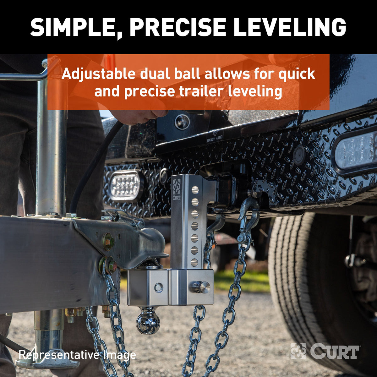 CURT 45363 AlumaLite Adjustable Aluminum Trailer Hitch with Dual Ball, 5-1/2" Drop, 12,500 lbs. GTW, 2" & 2-5/16" Balls