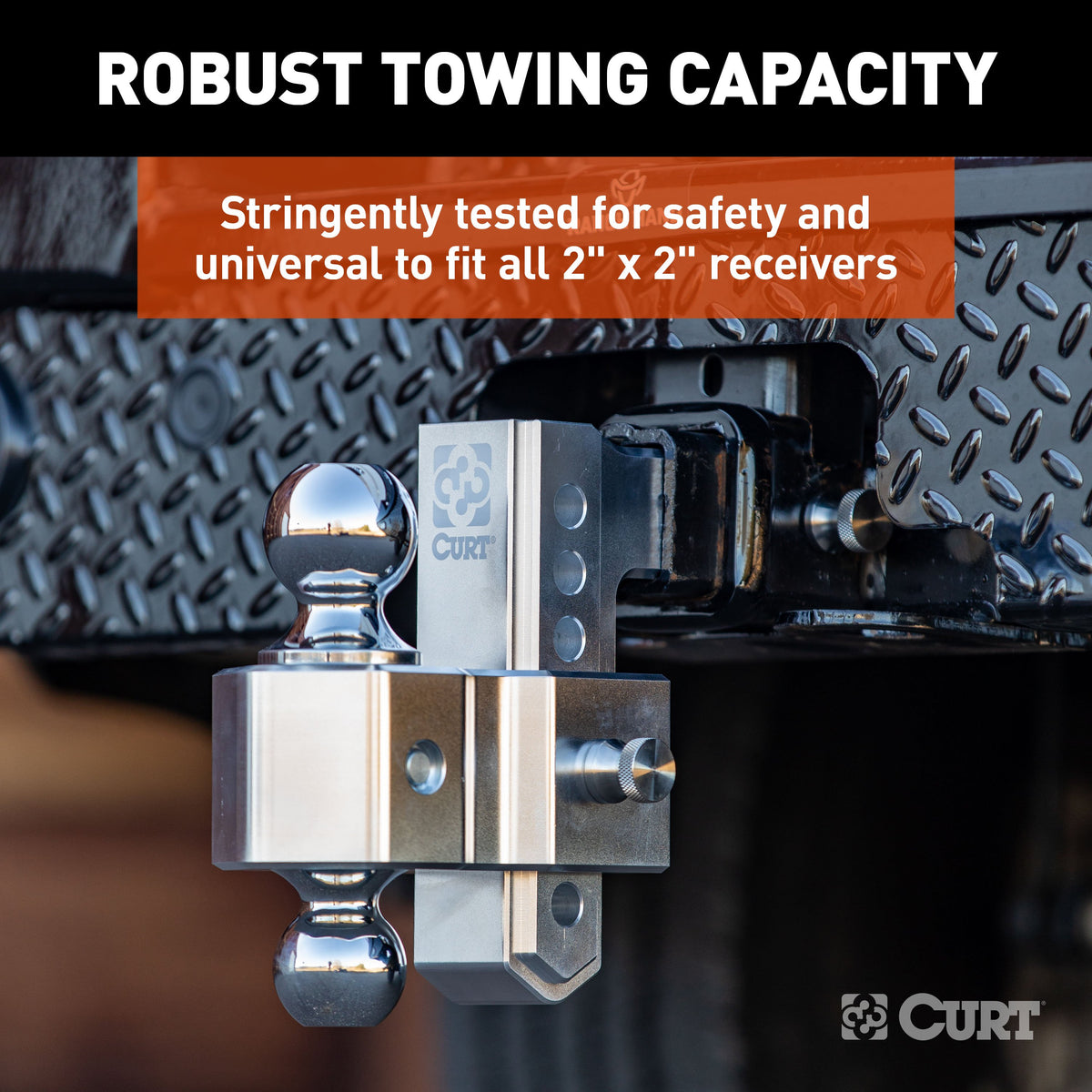CURT 45363 AlumaLite Adjustable Aluminum Trailer Hitch with Dual Ball, 5-1/2" Drop, 12,500 lbs. GTW, 2" & 2-5/16" Balls
