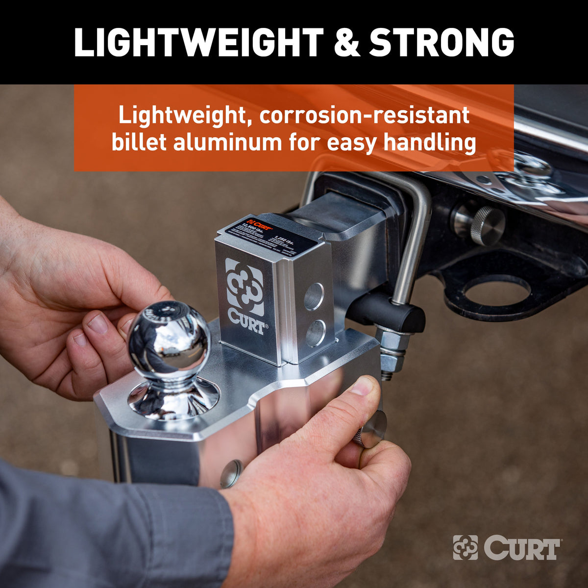 CURT 45364 AlumaLite Adjustable Aluminum Trailer Hitch with Dual Ball, 3-1/2" Drop, 12,500 lbs. GTW, 2" & 2-5/16" Balls