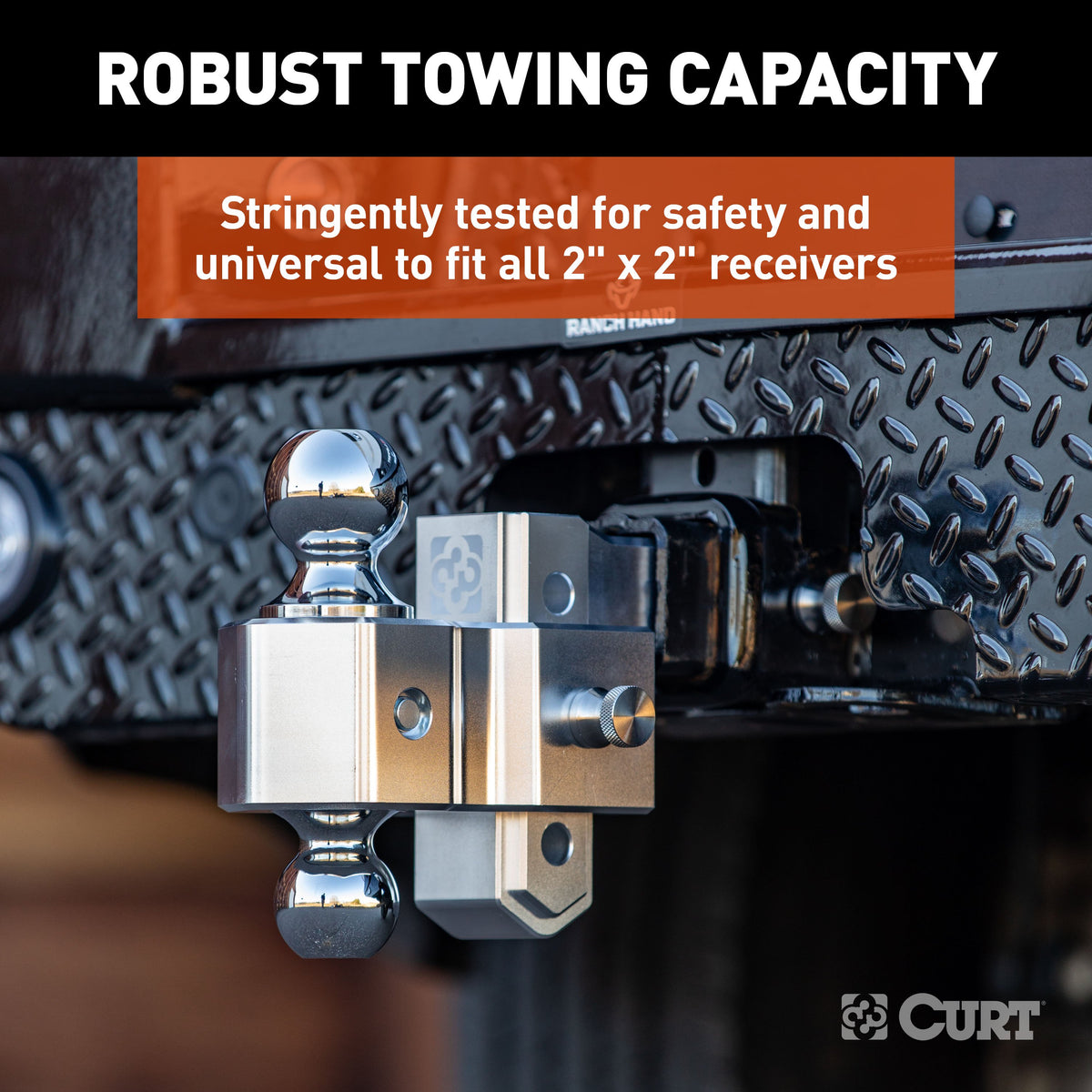 CURT 45364 AlumaLite Adjustable Aluminum Trailer Hitch with Dual Ball, 3-1/2" Drop, 12,500 lbs. GTW, 2" & 2-5/16" Balls