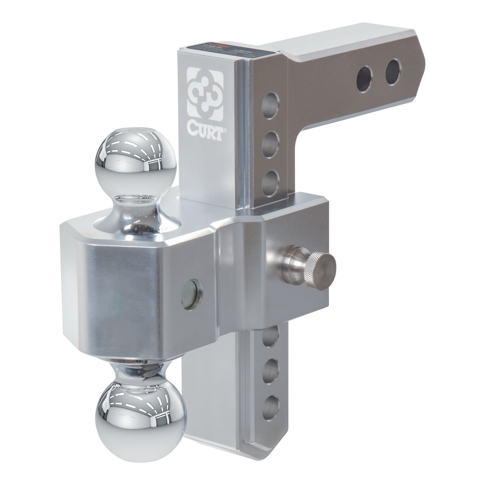 CURT 45365 AlumaLite Adjustable Aluminum Trailer Hitch with Dual Ball, 7-1/2" Drop, 12,500 lbs. GTW, 2" & 2-5/16" Balls