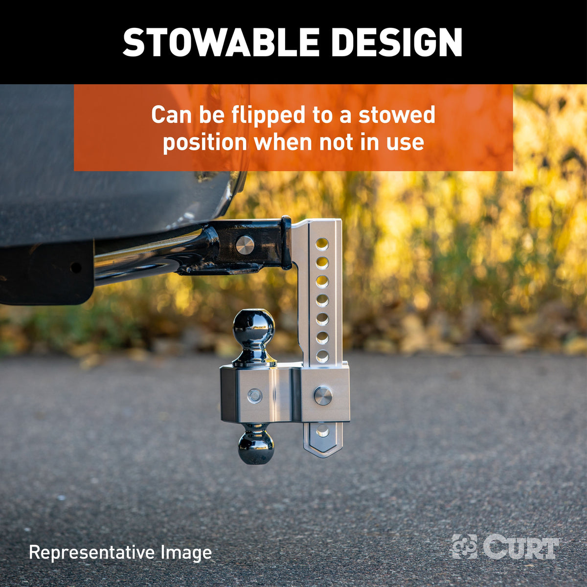 CURT 45365 AlumaLite Adjustable Aluminum Trailer Hitch with Dual Ball, 7-1/2" Drop, 12,500 lbs. GTW, 2" & 2-5/16" Balls