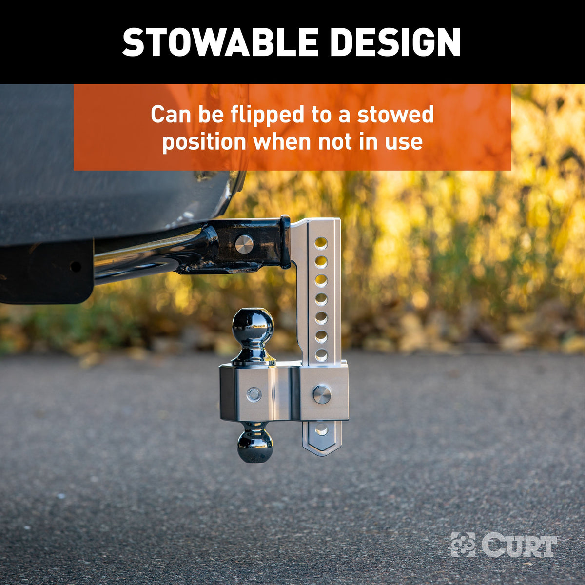 CURT 45366 AlumaLite Adjustable Aluminum Trailer Hitch with Dual Ball, 9-1/2" Drop, 10,000 lbs. GTW, 2" & 2-5/16" Balls