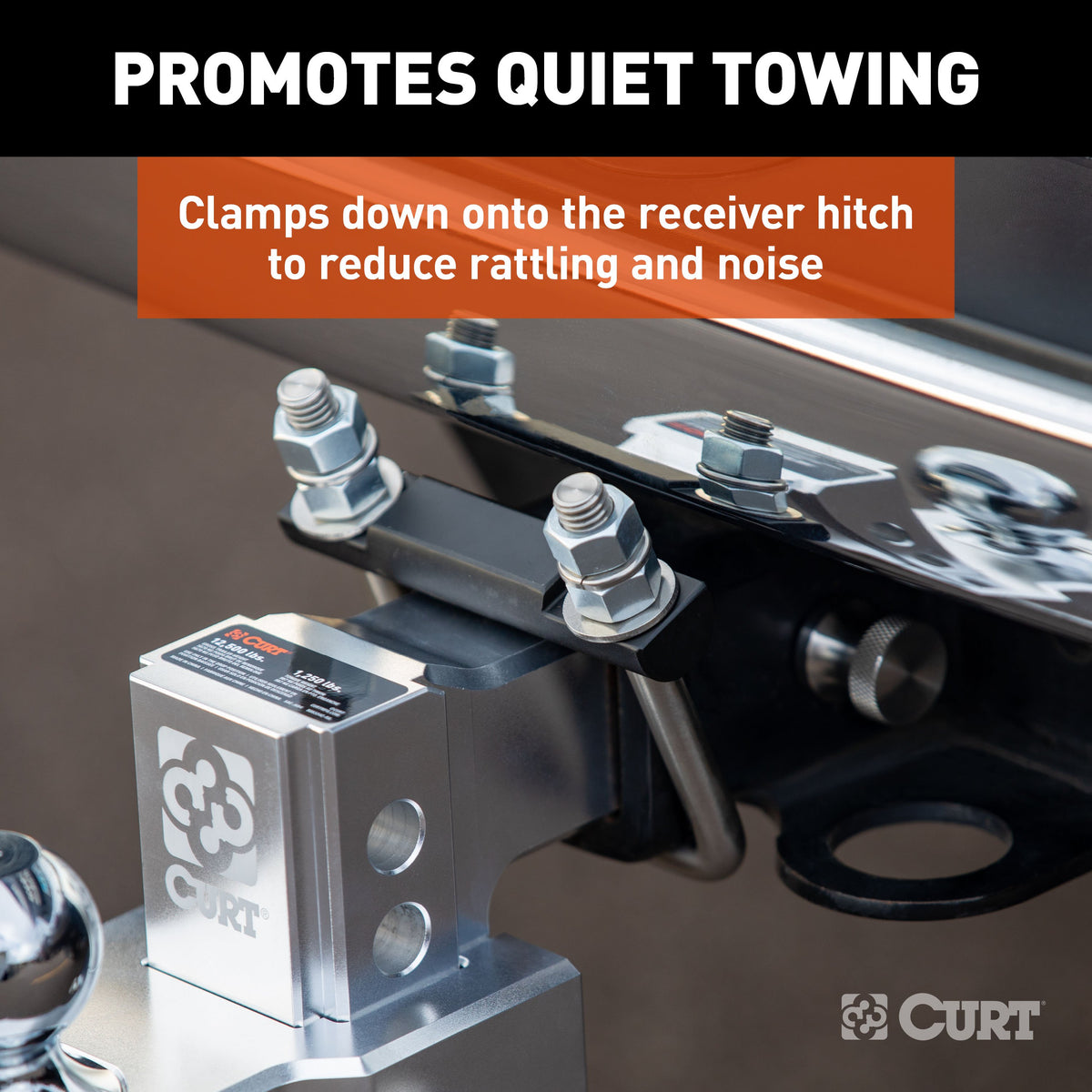 CURT Anti-Rattle Hitch Clamp Tightener for 2-Inch Receiver, Hollow or Solid Shanks, Stainless Steel - 45367