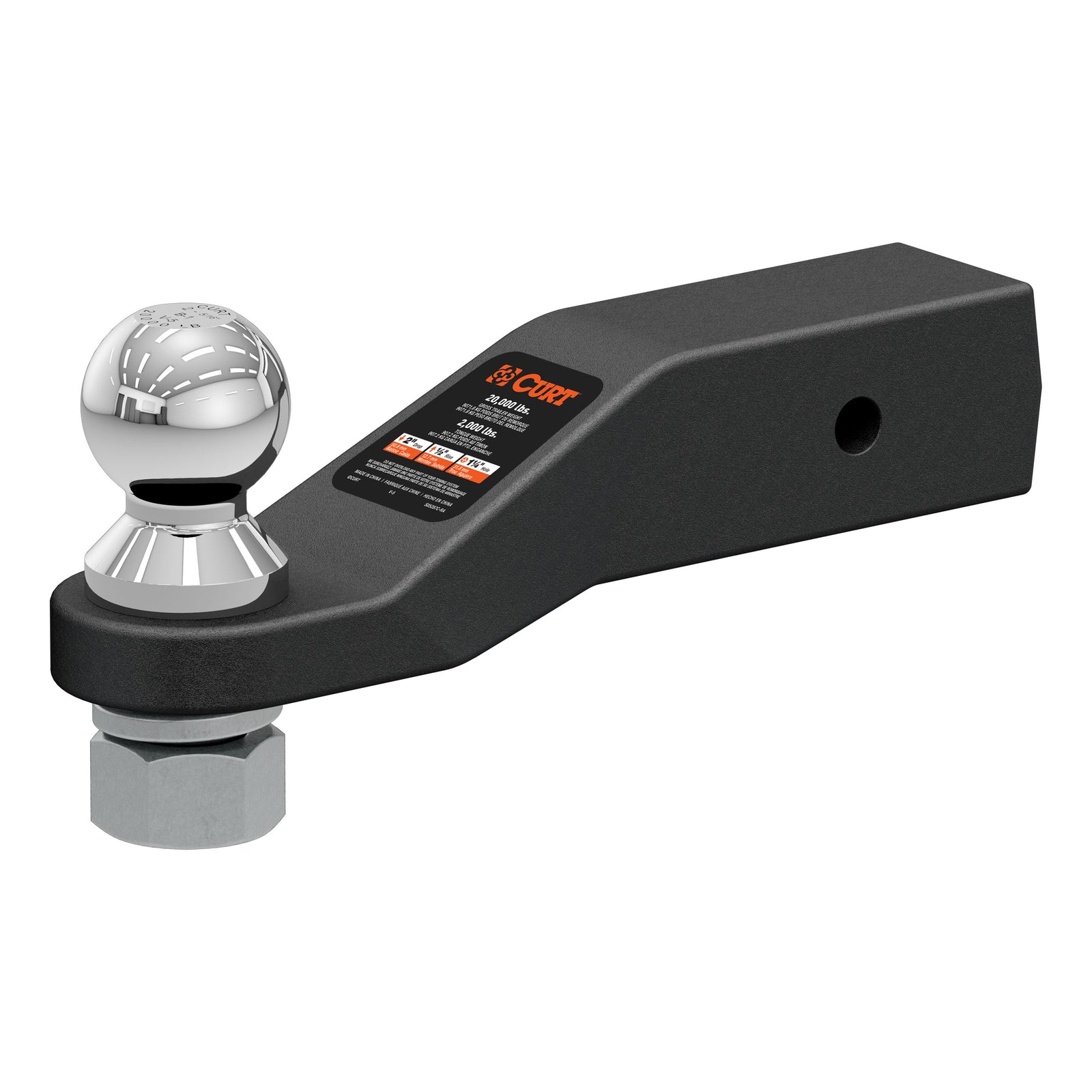 CURT 45371 Forged Trailer Hitch Mount with 2-5/16-Inch Ball, Fits 2-1/2-Inch Receiver, 20,000 lbs, 2-In Drop