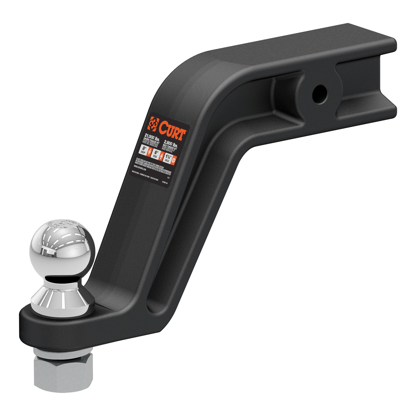 CURT 45377 Forged Trailer Hitch Mount with 2-5/16-Inch Ball, Fits 3-Inch Receiver, 20,000 lbs, 8-In Drop