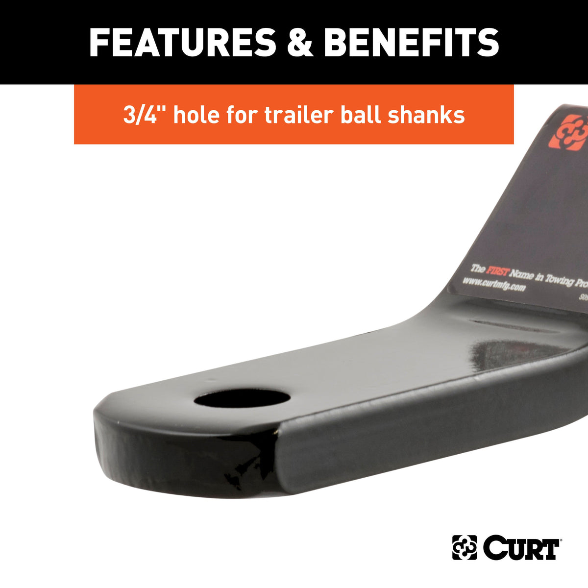 CURT 45503 Class 2 Trailer Hitch Ball Mount, Fits 1-1/4-Inch Receiver, 3,500 lbs, 3/4-Inch Hole, 1-Inch Drop, 3/8-Inch Rise