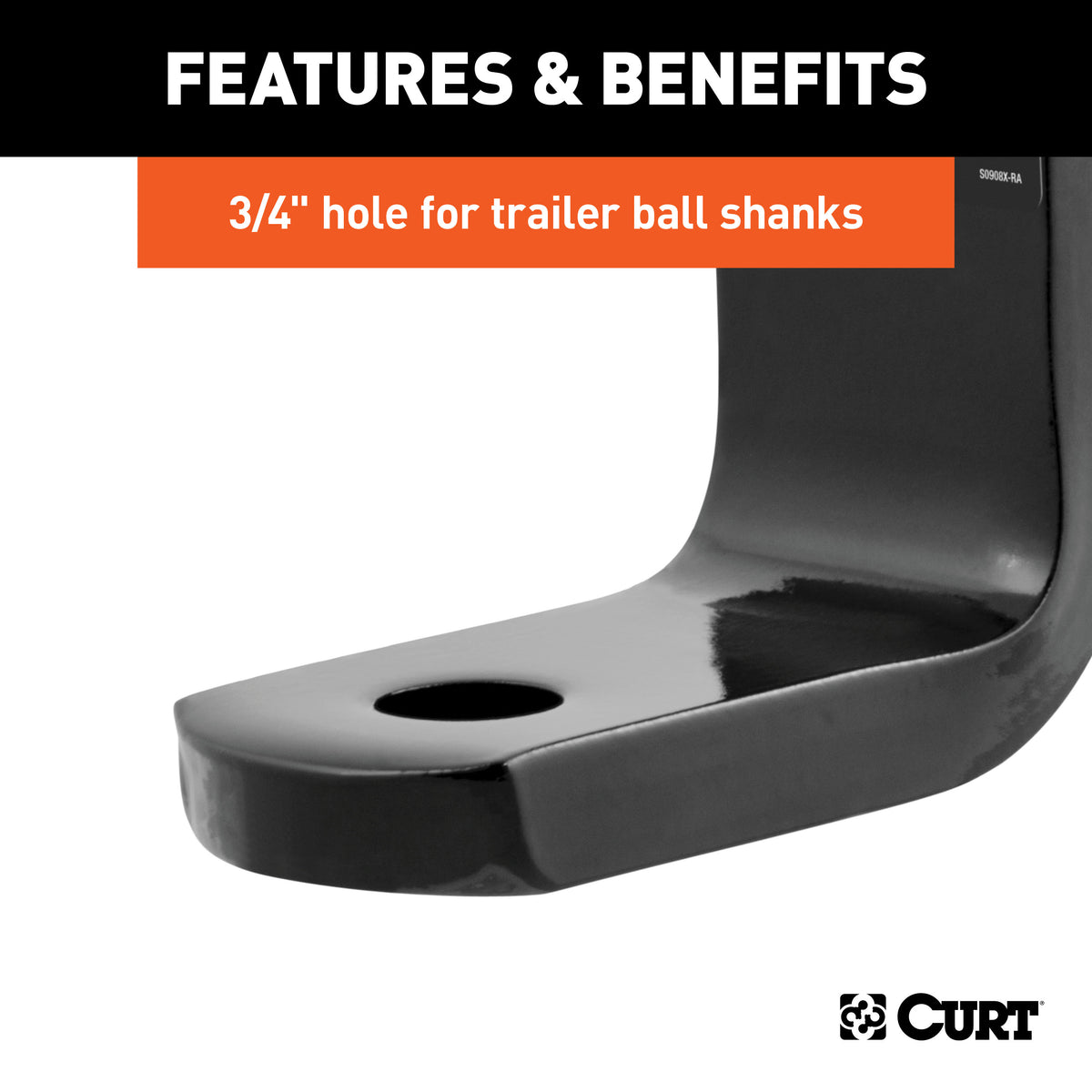 CURT 45521 Class 2 Trailer Hitch Ball Mount, Fits 1-1/4-Inch Receiver, 3,500 lbs, 3/4-Inch Hole, 3-1/4-Inch Drop, 2-5/8-Inch Rise