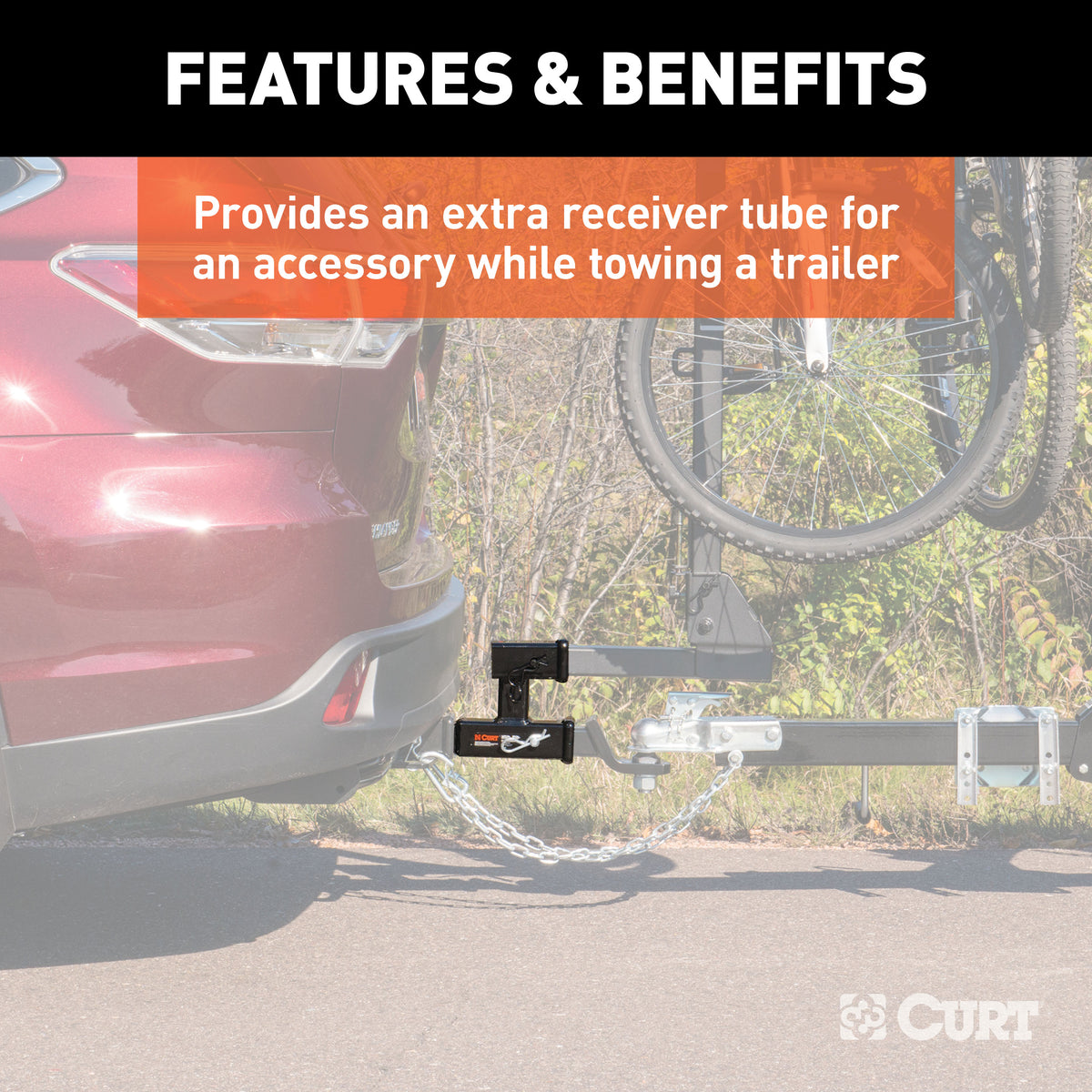 CURT 45792 Dual Receiver Trailer Hitch Ball Mount, 2-Inch, 3,500 lbs