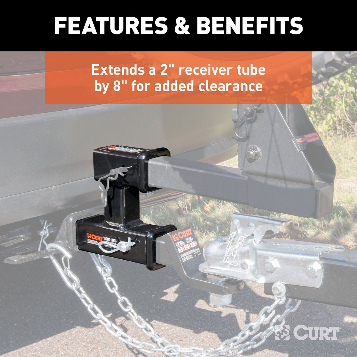 CURT 45792 Dual Receiver Trailer Hitch Ball Mount, 2-Inch, 3,500 lbs