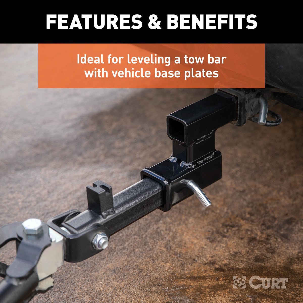 CURT 45798 Trailer Hitch Adapter, 2-Inch Receiver, 4-In Drop or Rise, 7,500 lbs