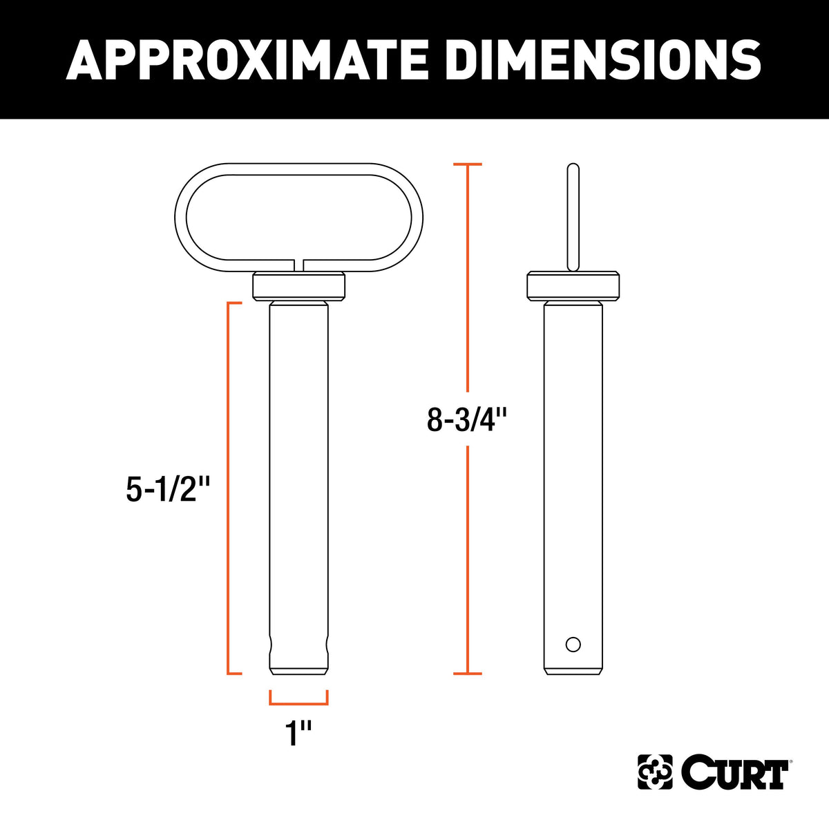 CURT 45803 1 x 5-1/2-Inch Clevis Pin Hitch with Rubber-Coated Handle and Clip