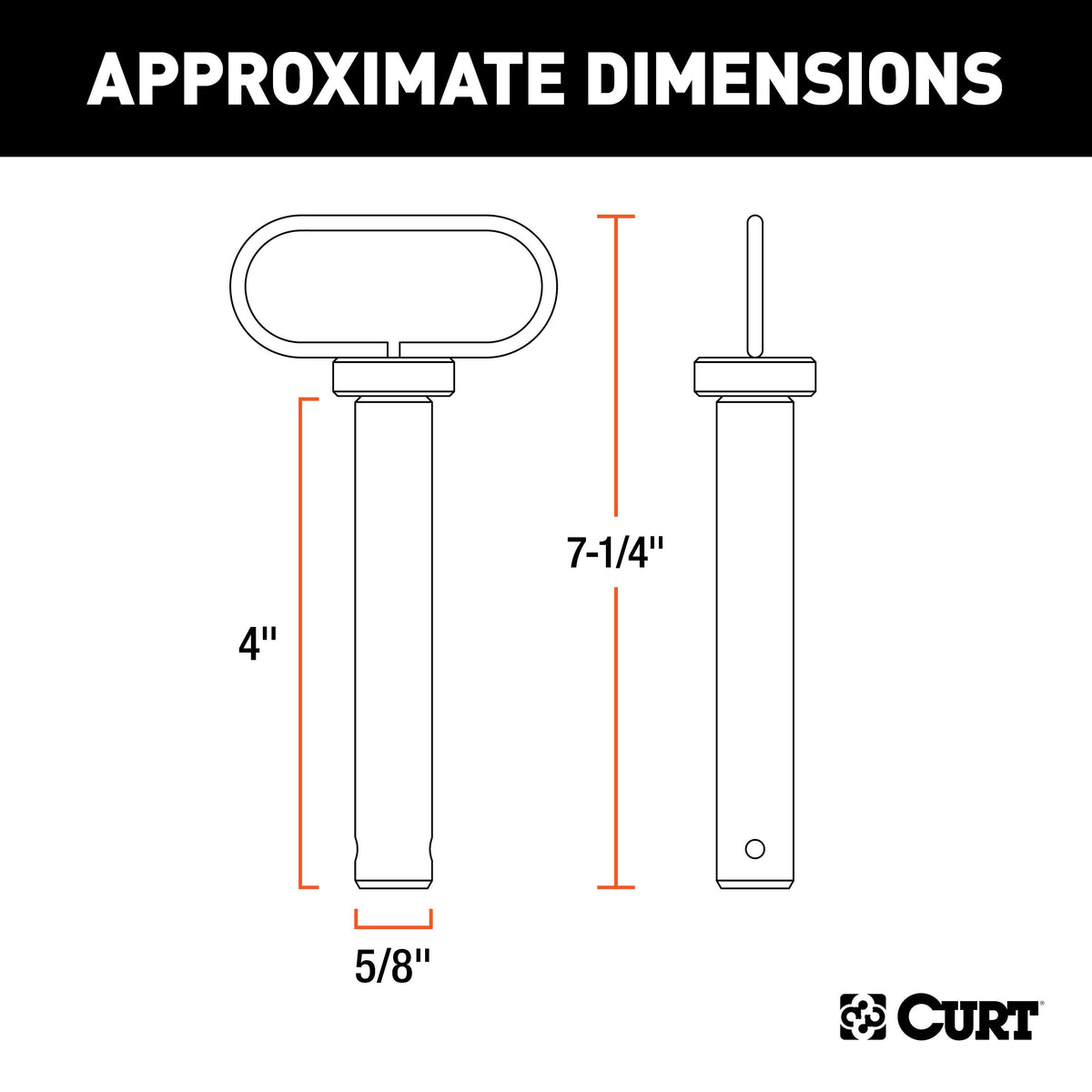 CURT 45804 5/8 x 4-Inch Clevis Pin Hitch with Rubber-Coated Handle and Clip