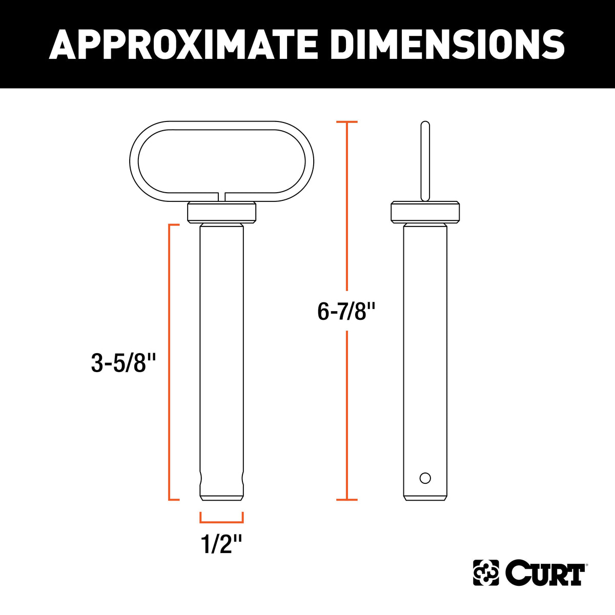 CURT 45805 1/2 x 3-5/8-Inch Clevis Pin Hitch with Rubber-Coated Handle and Clip