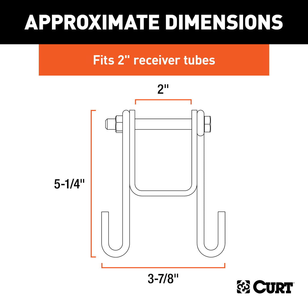 CURT 45806 Trailer Safety Chain Holder Bracket for 2-inch Shank, Bolt-On Steel Hanger Hooks