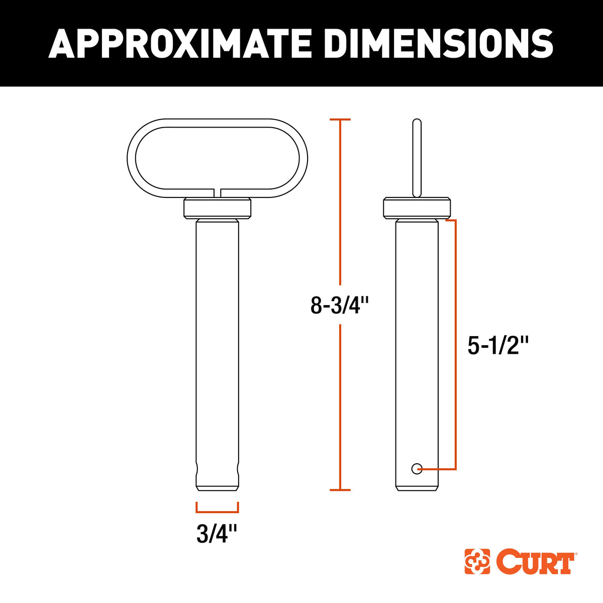 CURT 45809 3/4" x 4-1/8-Inch Clevis Pin Hitch with Rubber-Coated Handle and Clip
