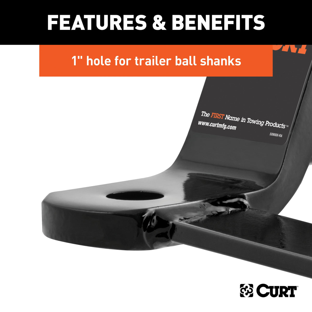 CURT 45820 Anti Sway Trailer Hitch Ball Mount, Fits 2-Inch Receiver, 7,500 lbs, 1-Inch and 5/8-Inch Holes, 2-In Drop