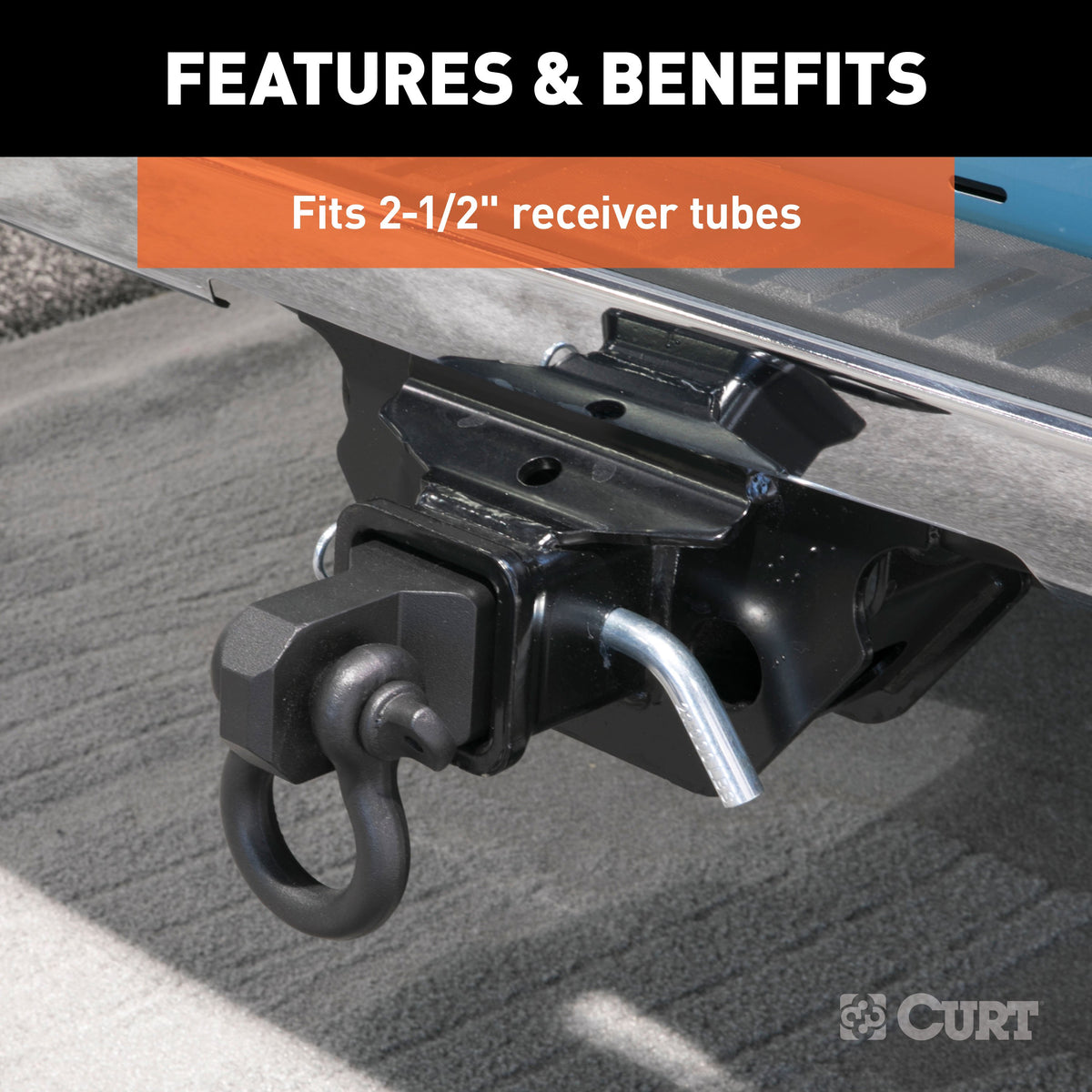 CURT 45831 D-Ring Shackle Mount Trailer Hitch, Fits 2-1/2-Inch Receiver, 13,000 lbs