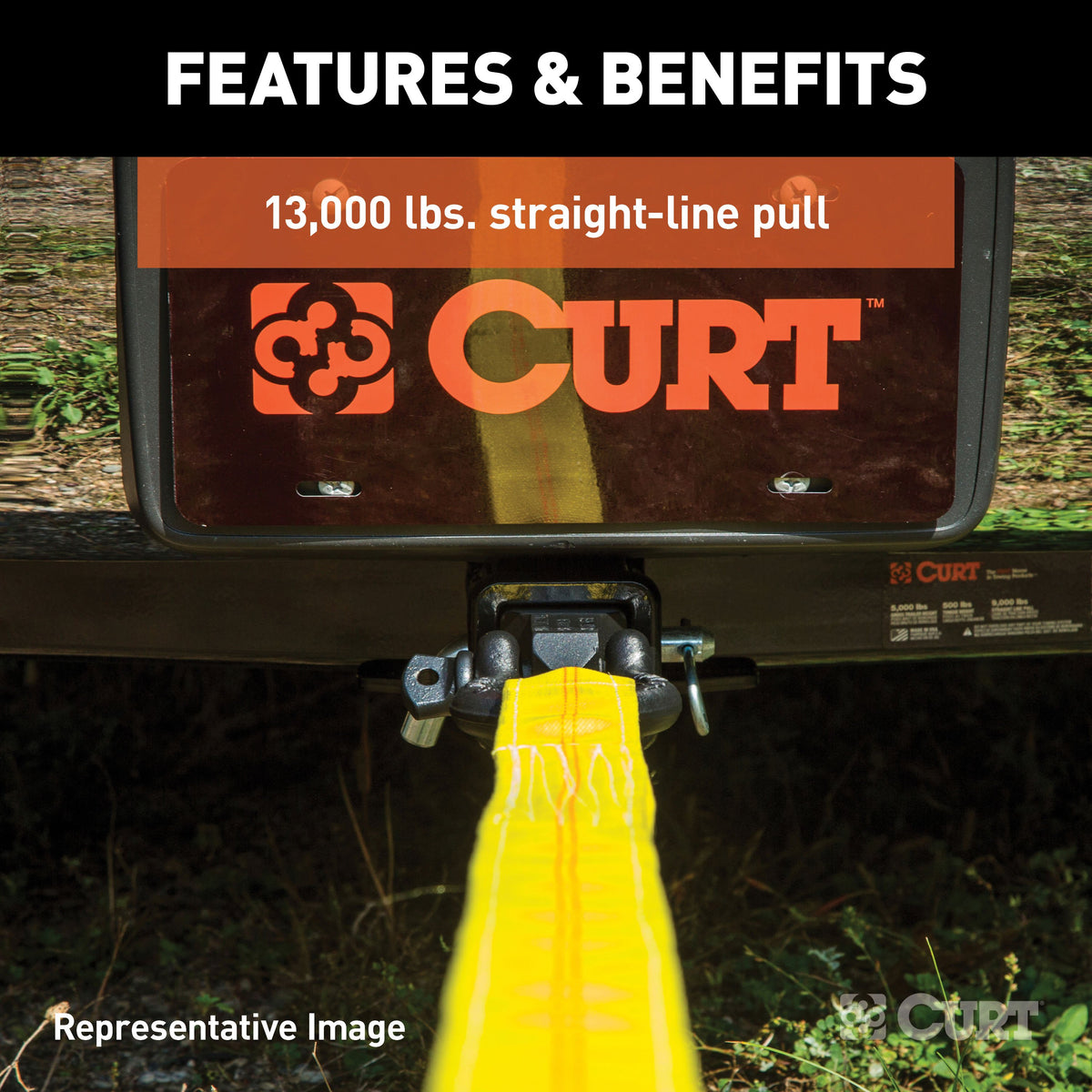CURT 45831 D-Ring Shackle Mount Trailer Hitch, Fits 2-1/2-Inch Receiver, 13,000 lbs