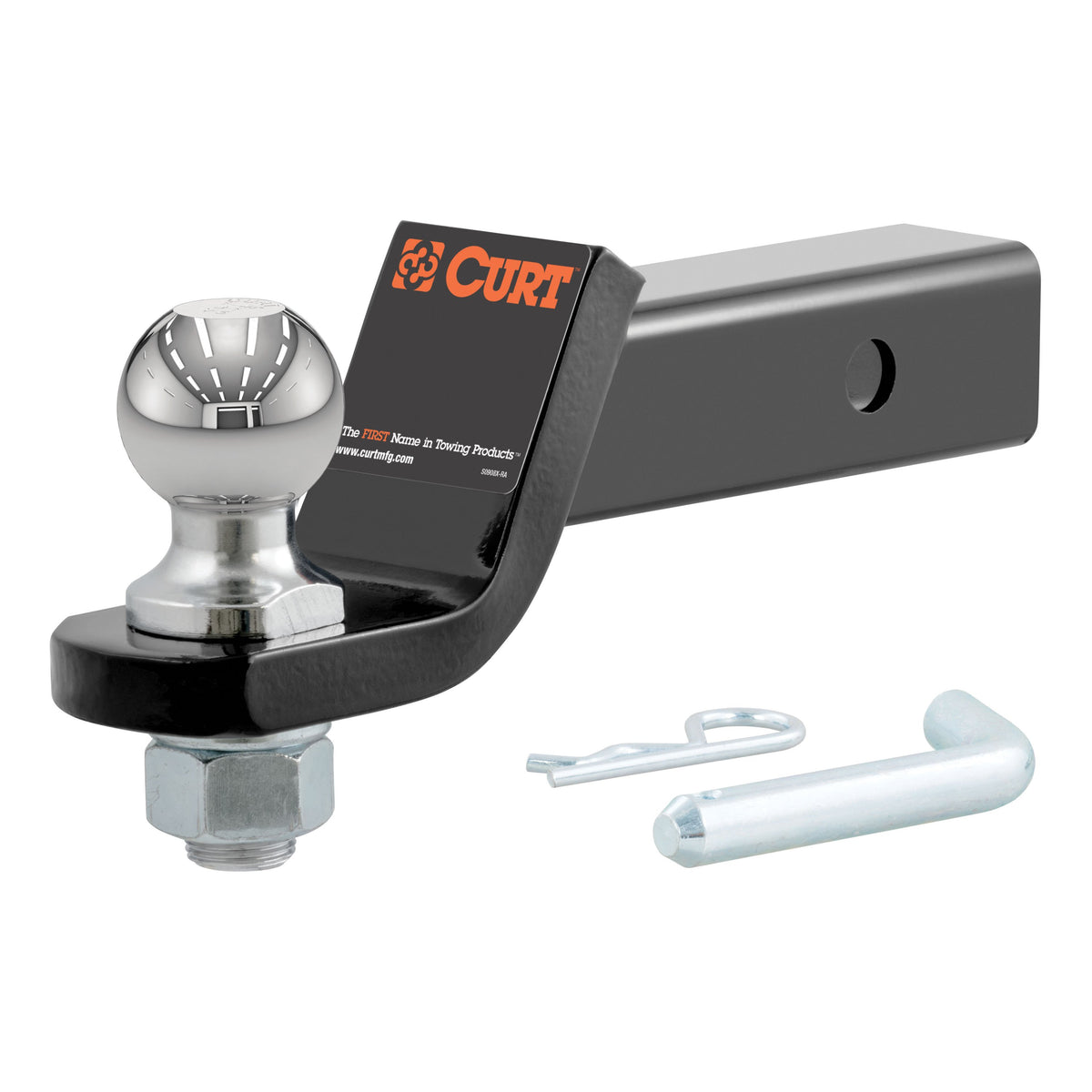 CURT 45836 Trailer Hitch Mount with 2-Inch Ball & Pin, Imported, Fits 2-In Receiver, 7,500 lbs, 2" Drop