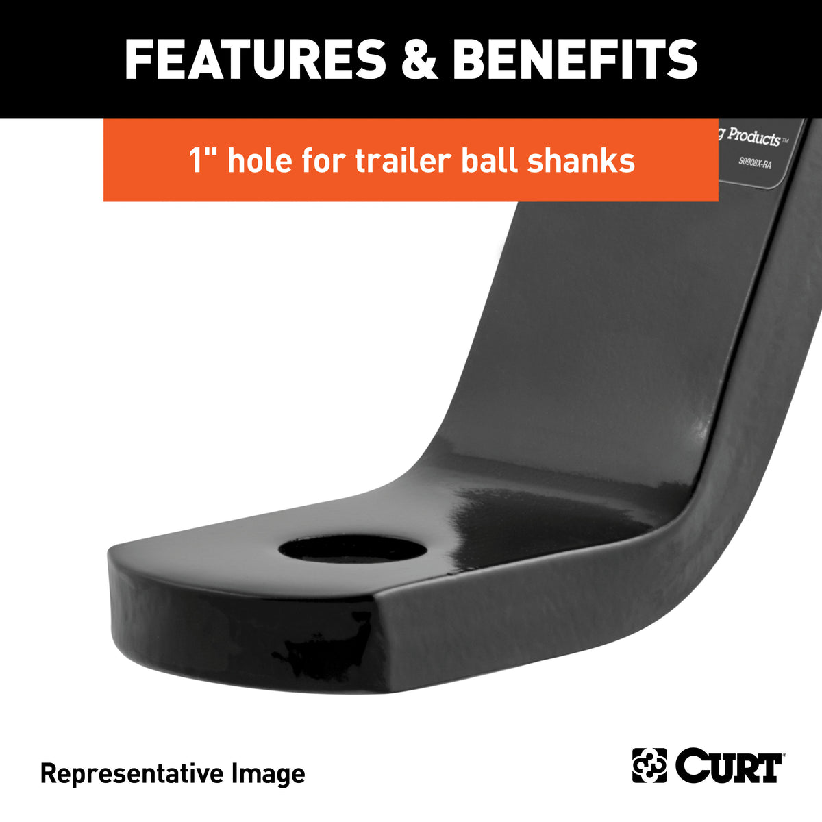 CURT 45840 Class 3 Trailer Hitch Ball Mount, Imported, Fits 2-Inch Receiver, 7,500 lbs, 1-Inch Hole, 2-In Drop, 3/4-Inch Rise