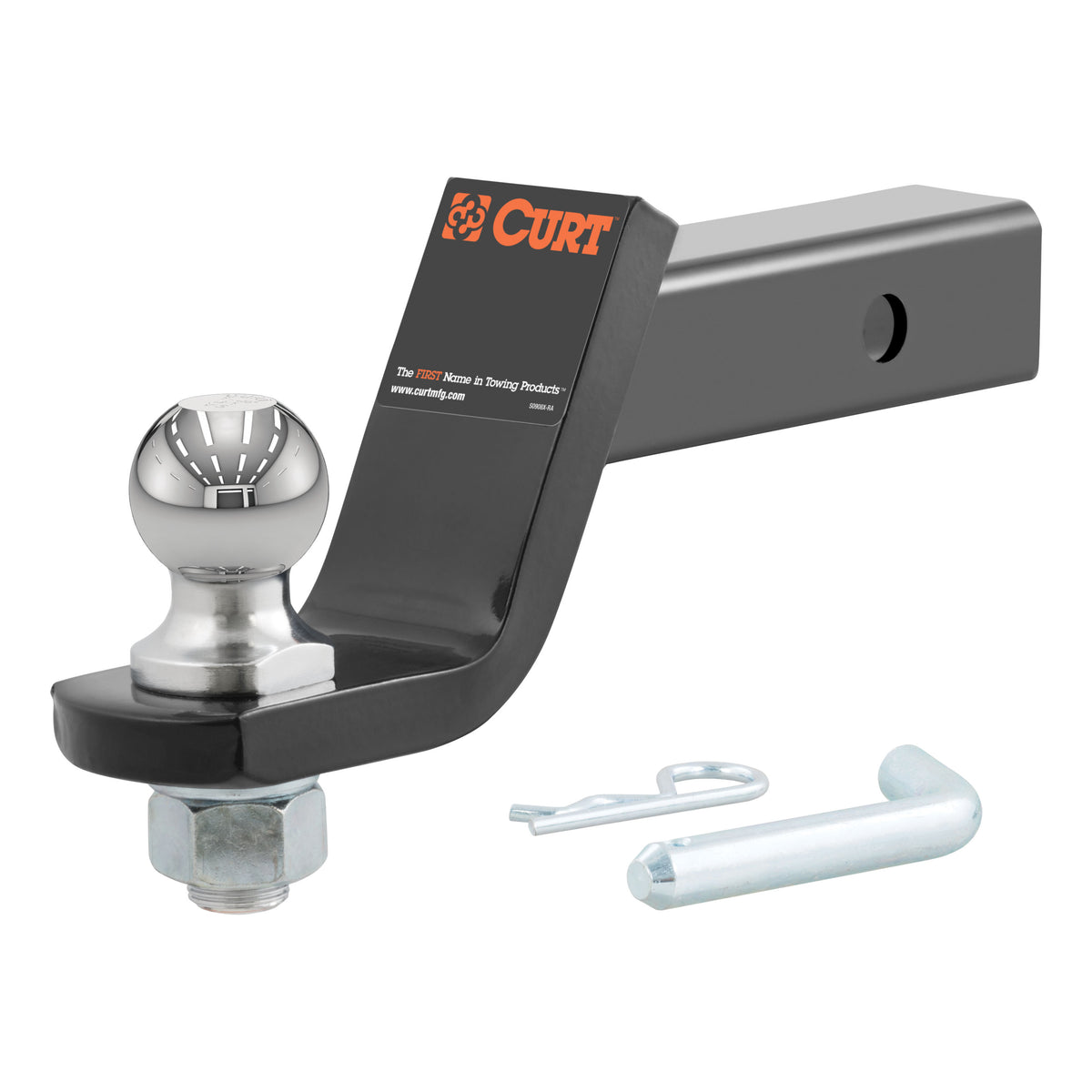 CURT 45855 Trailer Hitch Mount with 1-7/8-Inch Ball & Pin, Imported, Fits 2-Inch Receiver, 3,500 lbs, 4-Inch Drop