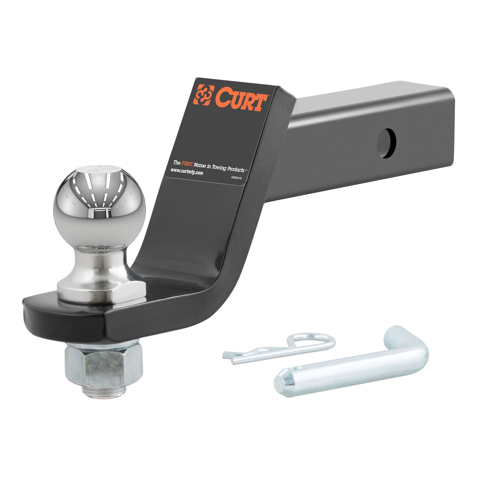 CURT 45856 Trailer Hitch Mount with 2-Inch Ball & Pin, Imported, Fits 2-In Receiver, 7,500 lbs, 4-Inch Drop
