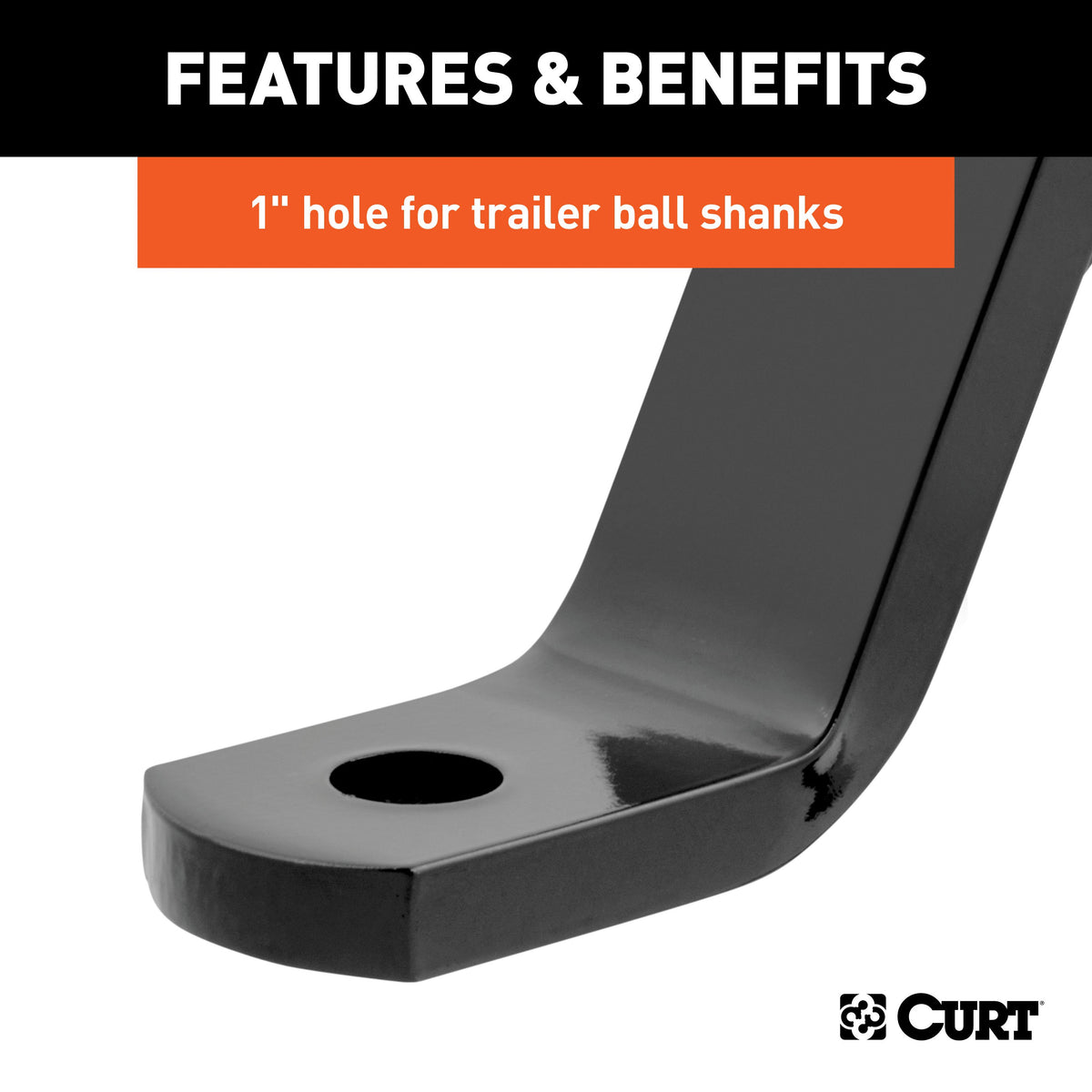 CURT 45891 Class 3 Trailer Hitch Ball Mount, Imported, Fits 2-Inch Receiver, 5,000 lbs, 1-Inch Hole, 8-Inch Drop