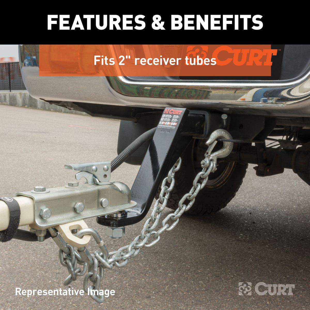 CURT 45893 Class 3 Trailer Hitch Ball Mount, Imported, Fits 2-Inch Receiver, 5,000 lbs, 1-Inch Hole, 10-Inch Drop