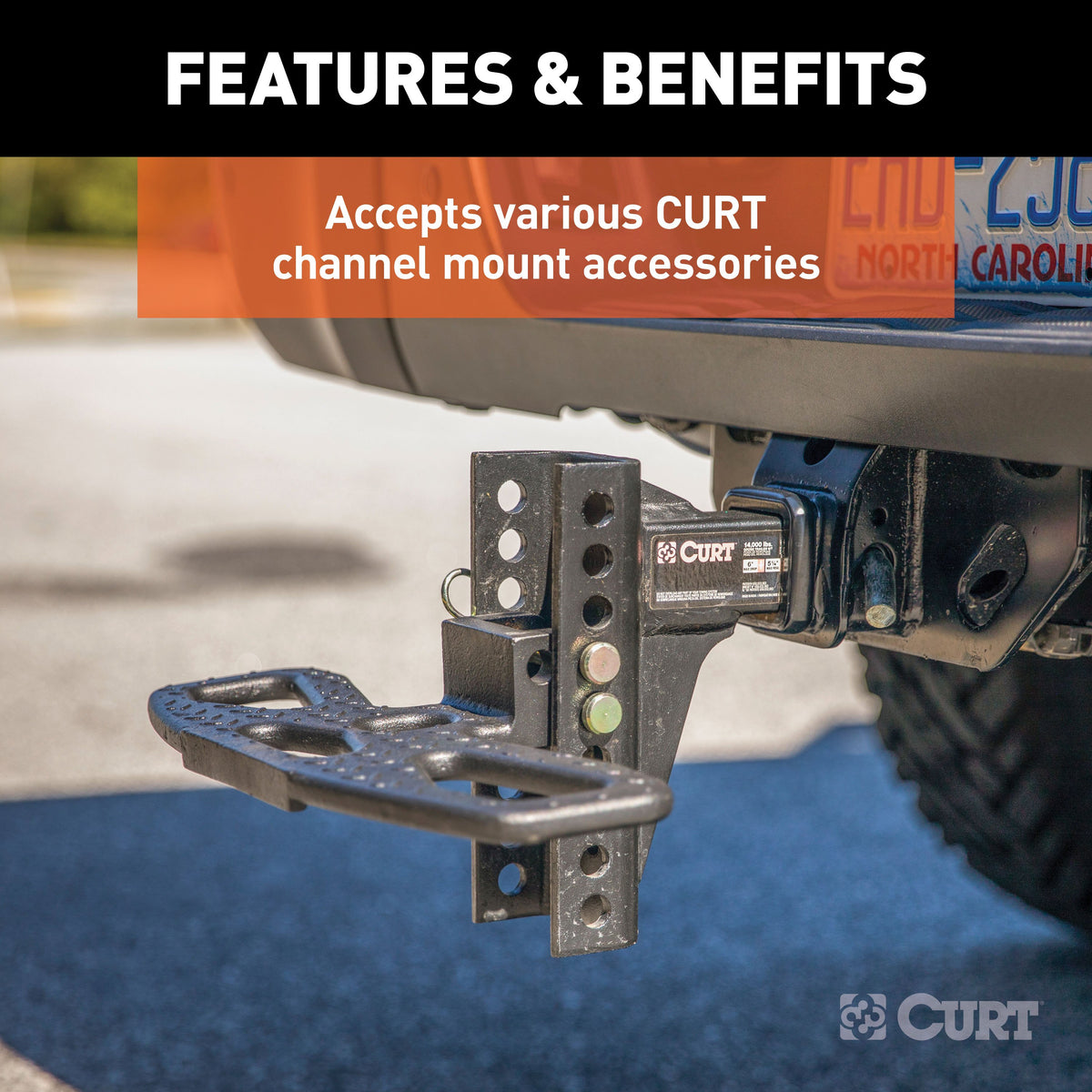 CURT 45900 Adjustable Trailer Hitch Ball Mount, 2-Inch Receiver, 6-Inch Drop, 2 and 2-5/16-Inch Balls, 14,000 lbs