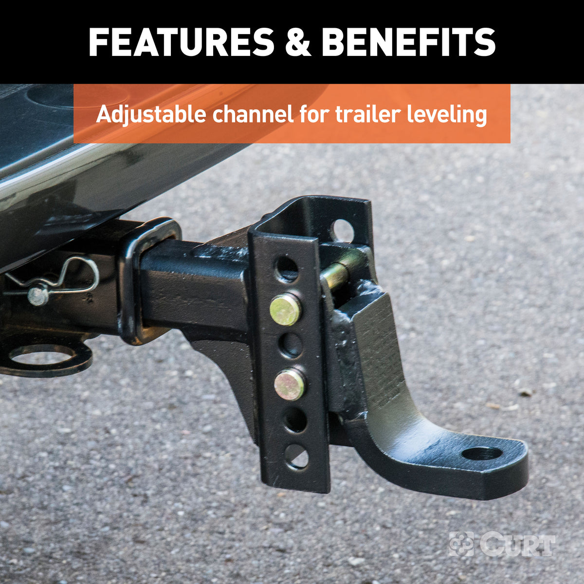 CURT 45901 Adjustable Trailer Hitch Ball Mount, 2-Inch Receiver, 6-3/4-Inch Drop, 1-Inch Hole, 6,000 lbs