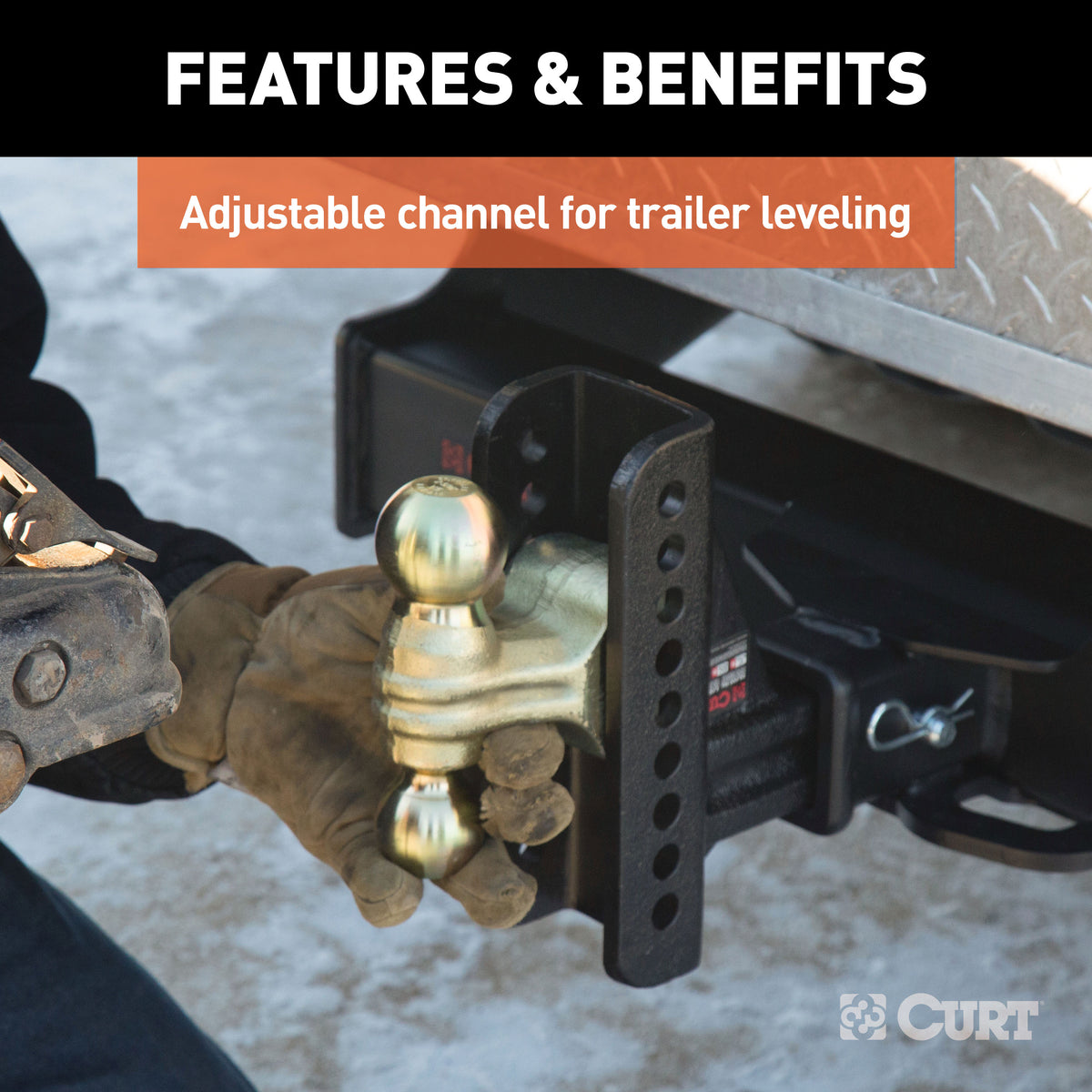 CURT 45902 Adjustable Trailer Hitch Ball Mount, 2-1/2-Inch Receiver, 6-Inch Drop, 2 and 2-5/16-Inch Balls, 20,000 lbs