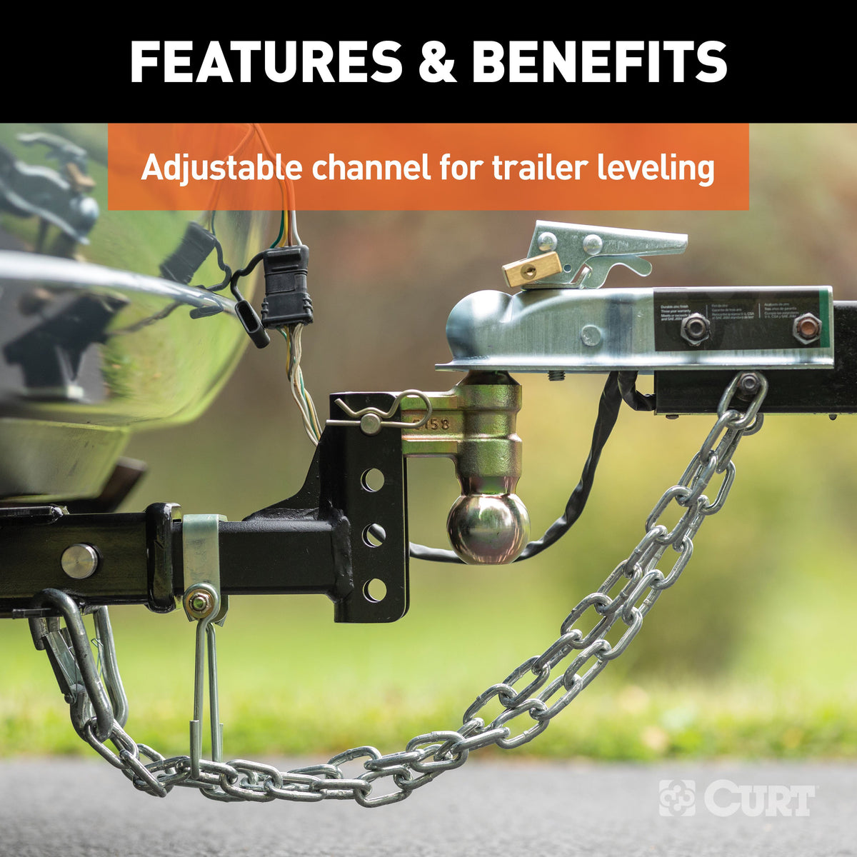 CURT 45903 Slim Adjustable Trailer Hitch Ball Mount, Fits 2-Inch Receiver, 3-3/4-In Drop, 2 or 2-5/16-Inch Balls, 10,000 Pounds