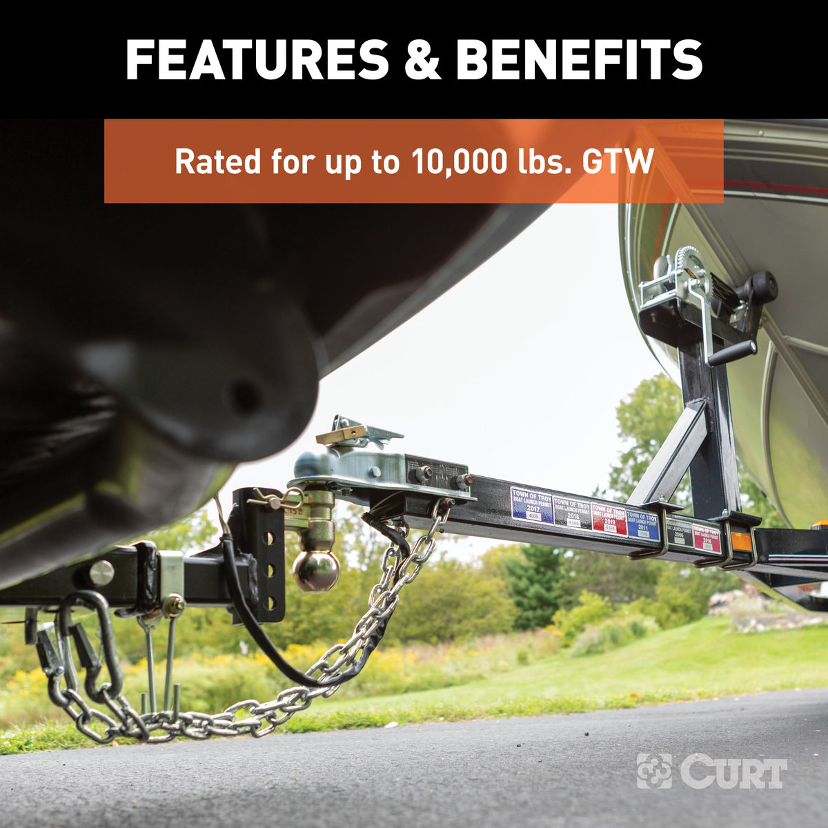 CURT 45903 Slim Adjustable Trailer Hitch Ball Mount, Fits 2-Inch Receiver, 3-3/4-In Drop, 2 or 2-5/16-Inch Balls, 10,000 Pounds