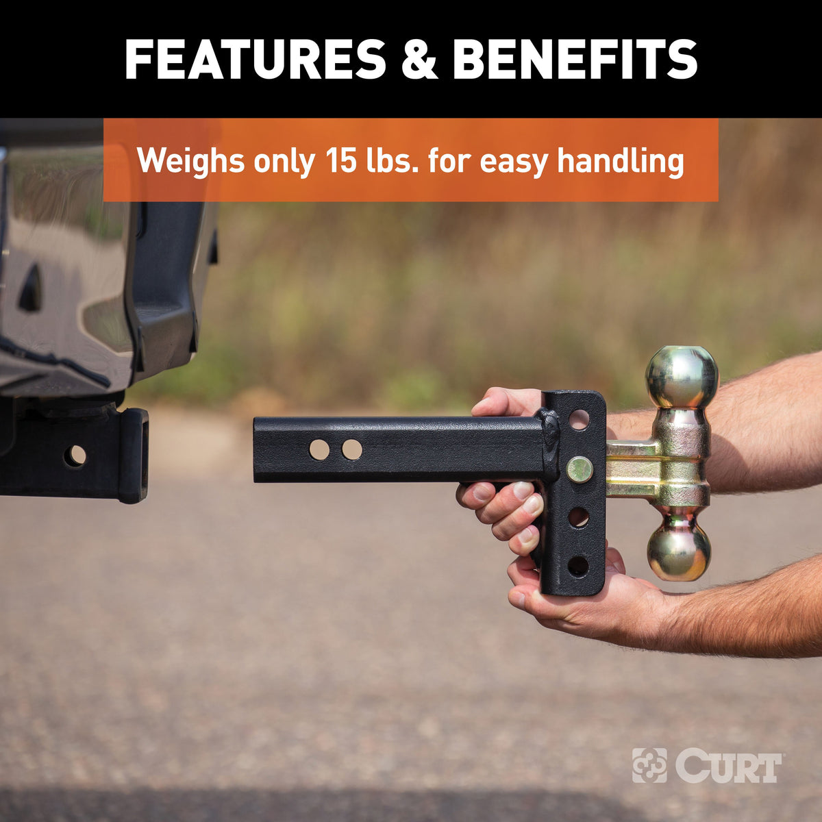 CURT 45903 Slim Adjustable Trailer Hitch Ball Mount, Fits 2-Inch Receiver, 3-3/4-In Drop, 2 or 2-5/16-Inch Balls, 10,000 Pounds