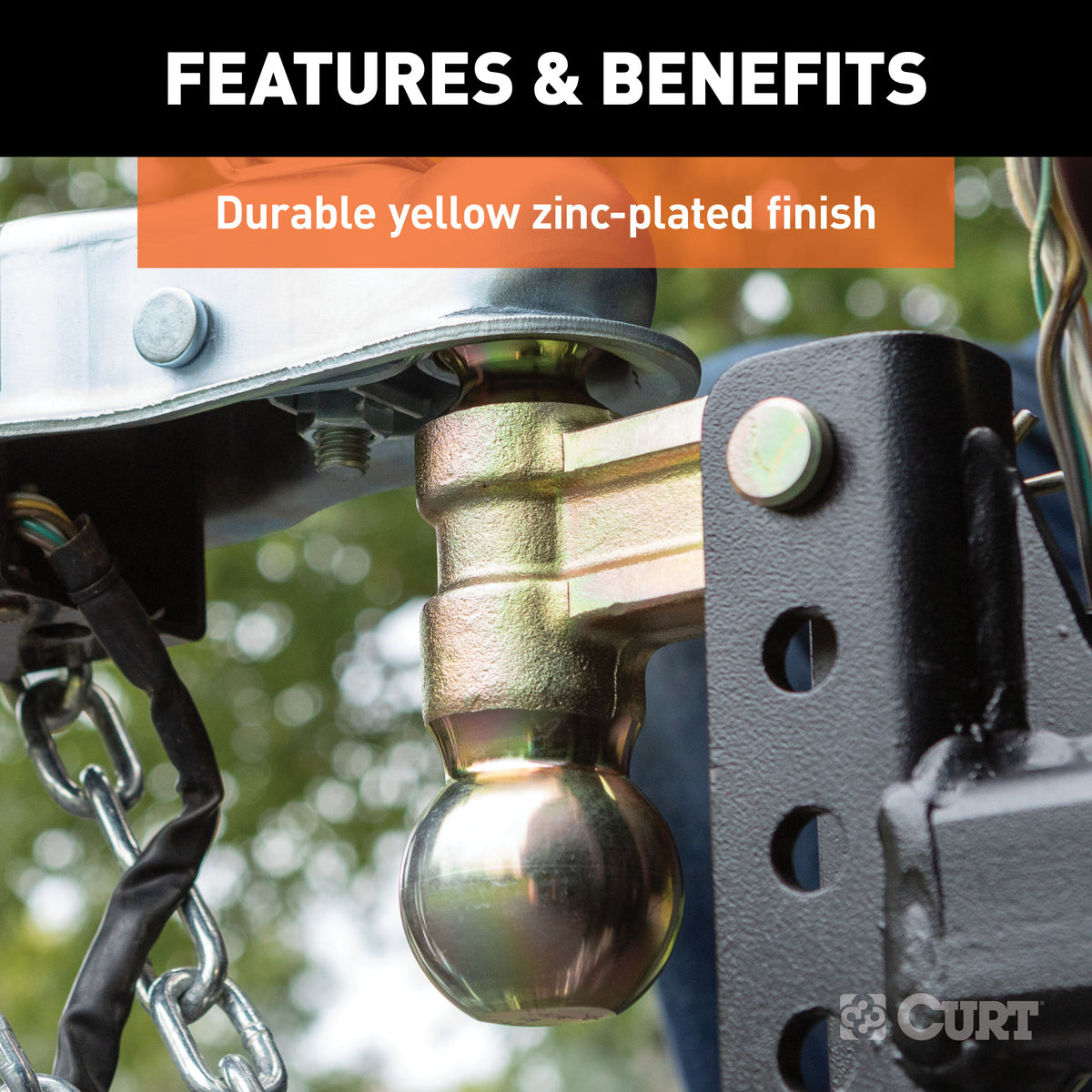CURT 45903 Slim Adjustable Trailer Hitch Ball Mount, Fits 2-Inch Receiver, 3-3/4-In Drop, 2 or 2-5/16-Inch Balls, 10,000 Pounds