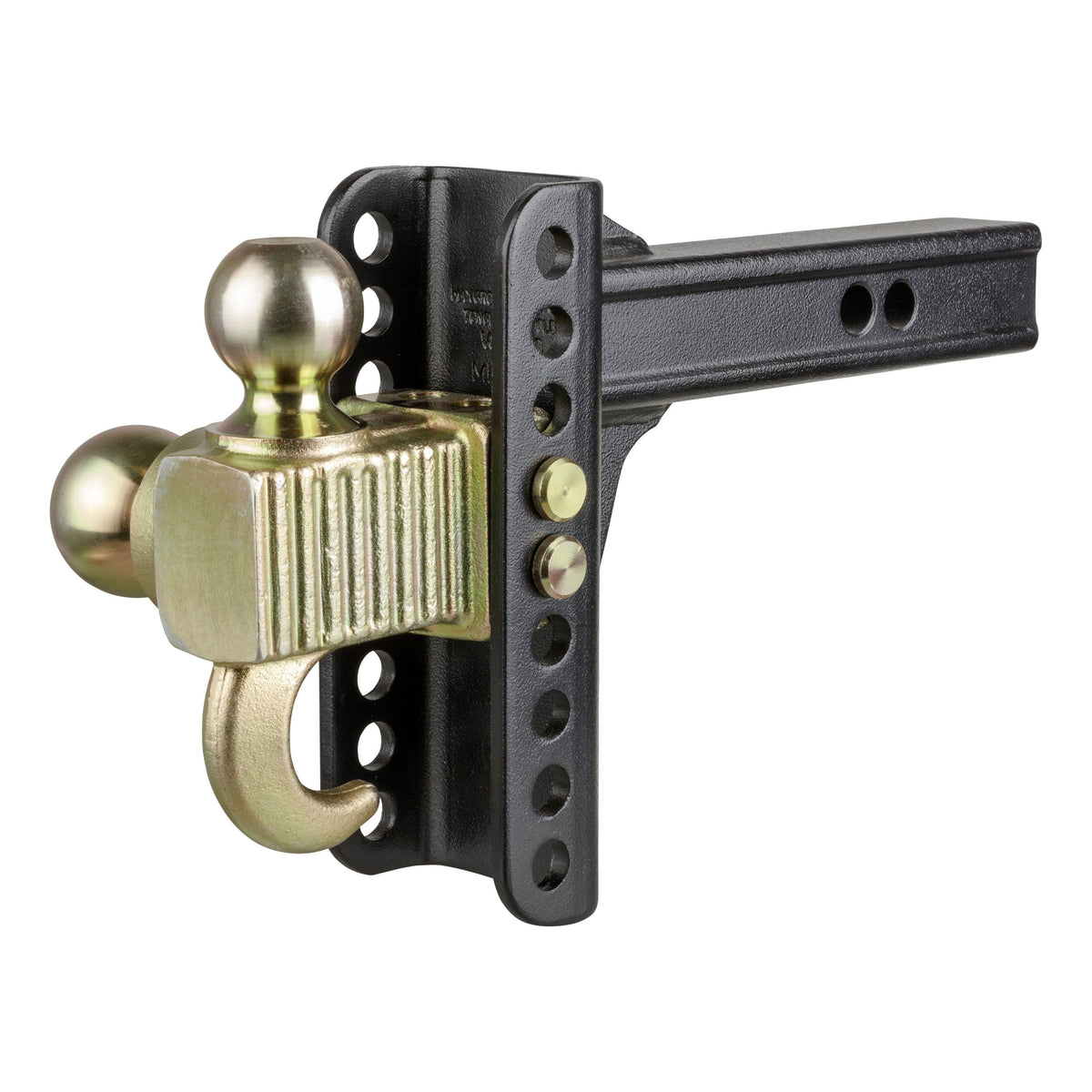 CURT 45904 Adjustable Trailer Hitch Ball Mount, Tow Hook Step, 2-Inch Receiver, 6-Inch Drop, 2 and 2-5/16-Inch Balls, 14,000 lbs