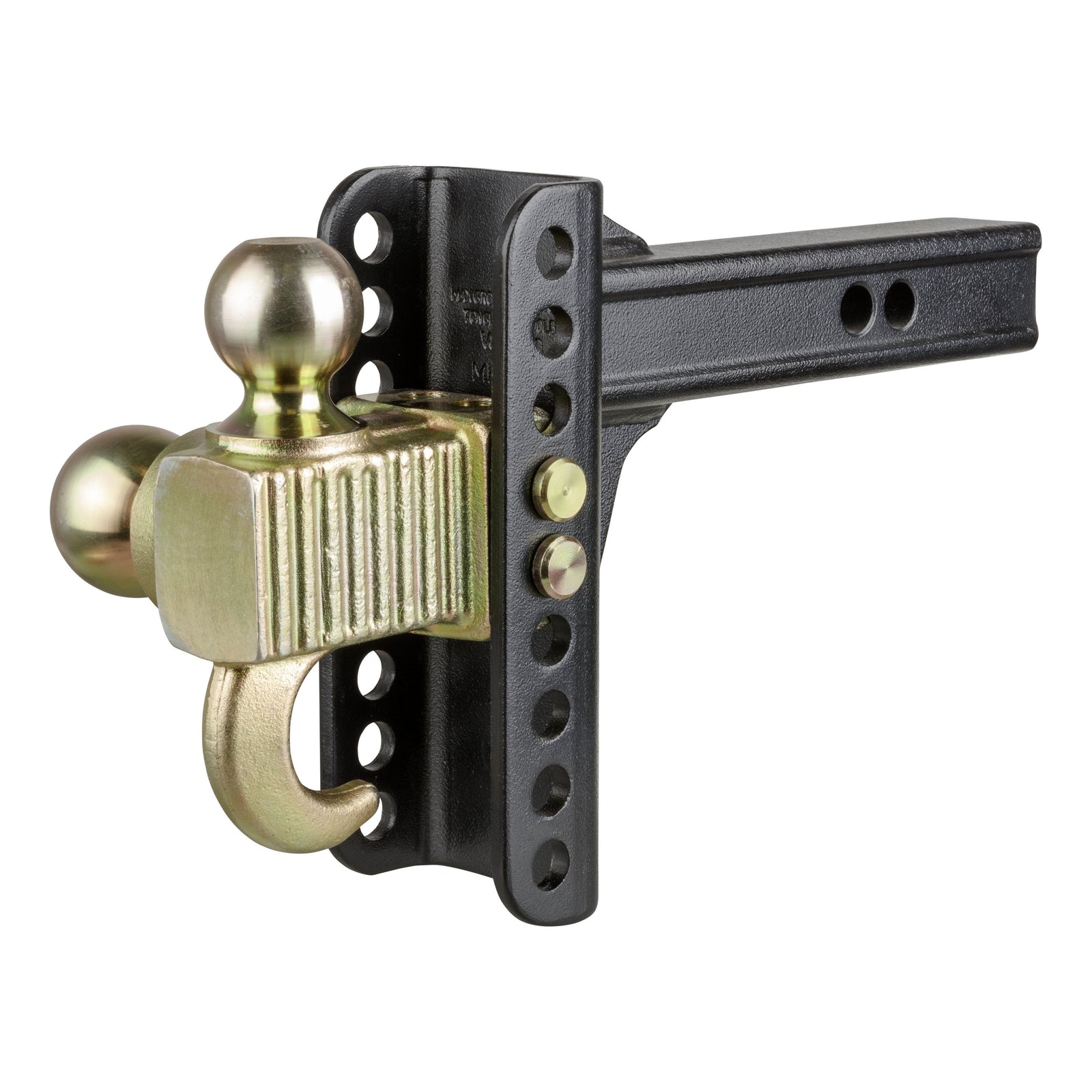 CURT 45904 Adjustable Trailer Hitch Ball Mount, Tow Hook Step, 2-Inch Receiver, 6-Inch Drop, 2 and 2-5/16-Inch Balls, 14,000 lbs