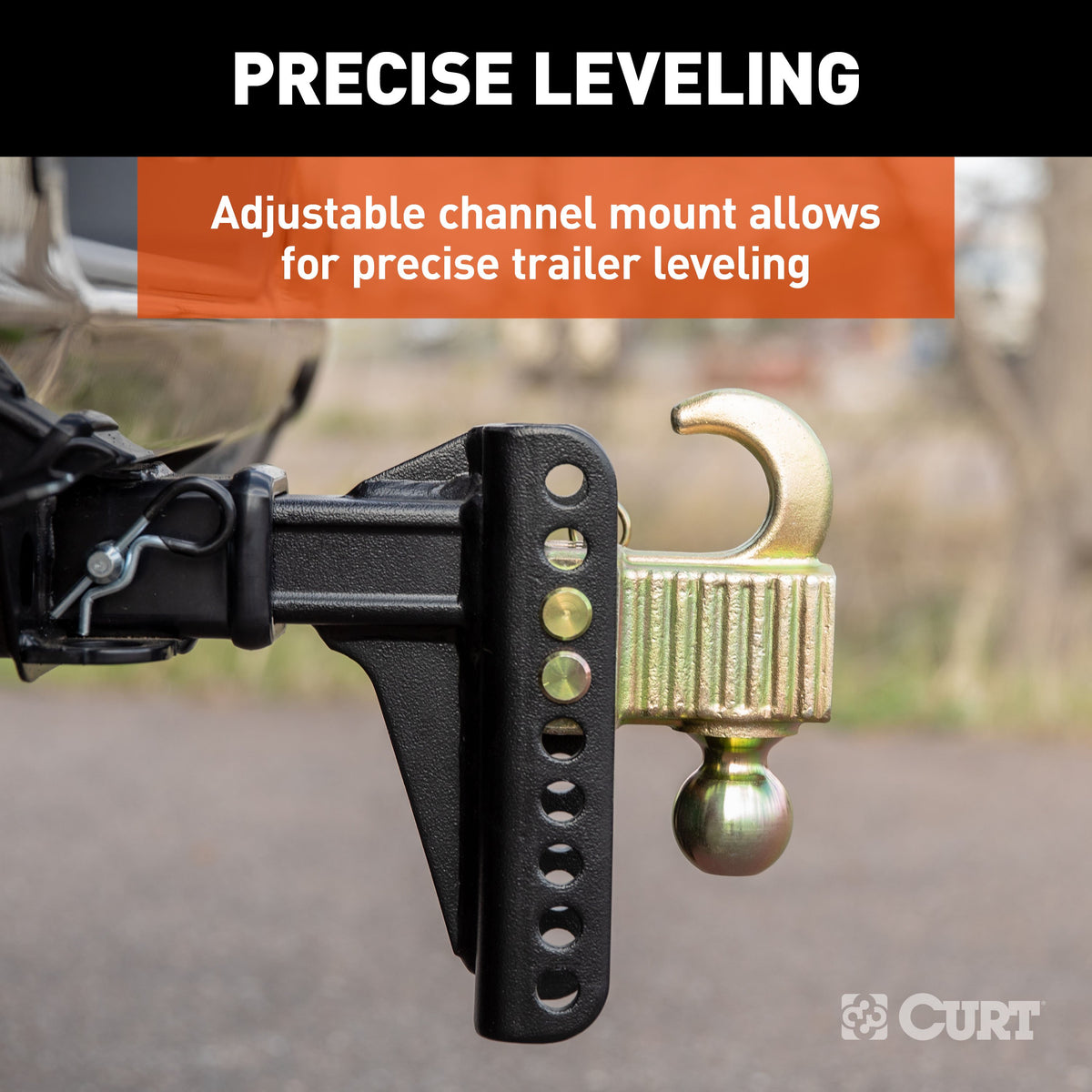 CURT 45904 Adjustable Trailer Hitch Ball Mount, Tow Hook Step, 2-Inch Receiver, 6-Inch Drop, 2 and 2-5/16-Inch Balls, 14,000 lbs