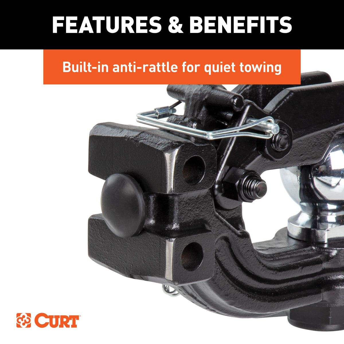 CURT 45907 Adjustable Pintle Hitch Combination, 2-Inch Receiver, 6-Inch Drop, 2-5/16-Inch Ball, 13,000 lbs