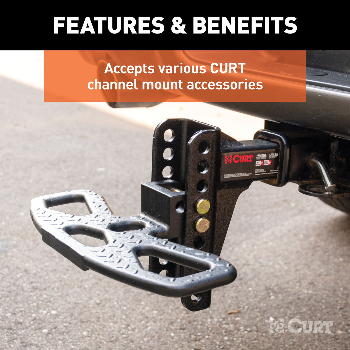 CURT 45907 Adjustable Pintle Hitch Combination, 2-Inch Receiver, 6-Inch Drop, 2-5/16-Inch Ball, 13,000 lbs