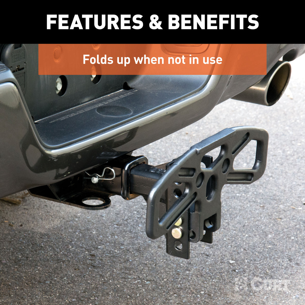 CURT 45909 Folding Hitch Step for Adjustable Channel Mount