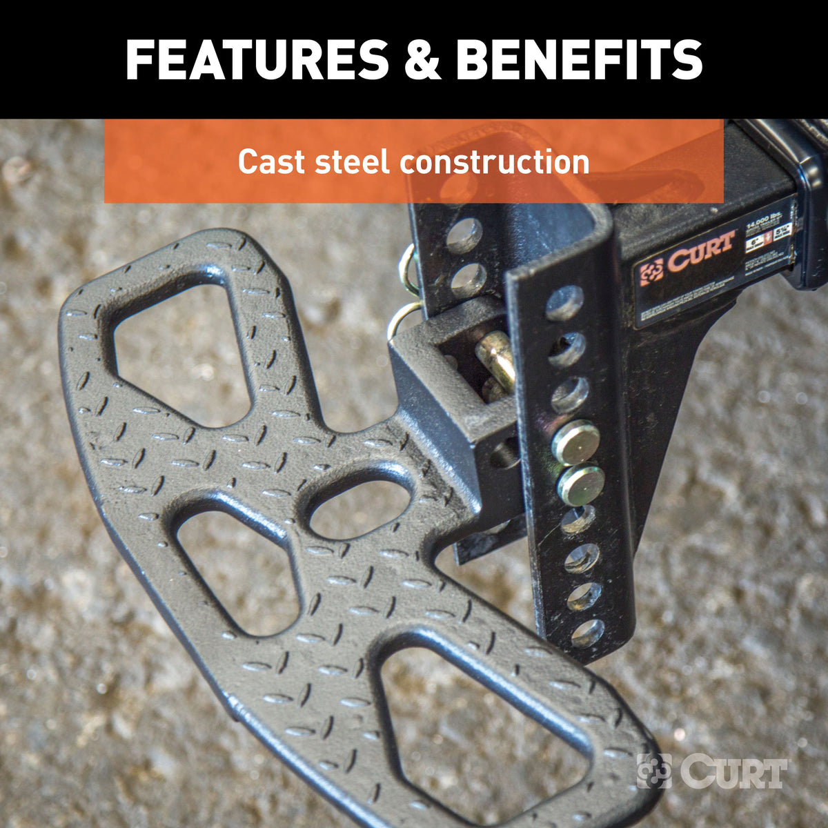 CURT 45909 Folding Hitch Step for Adjustable Channel Mount
